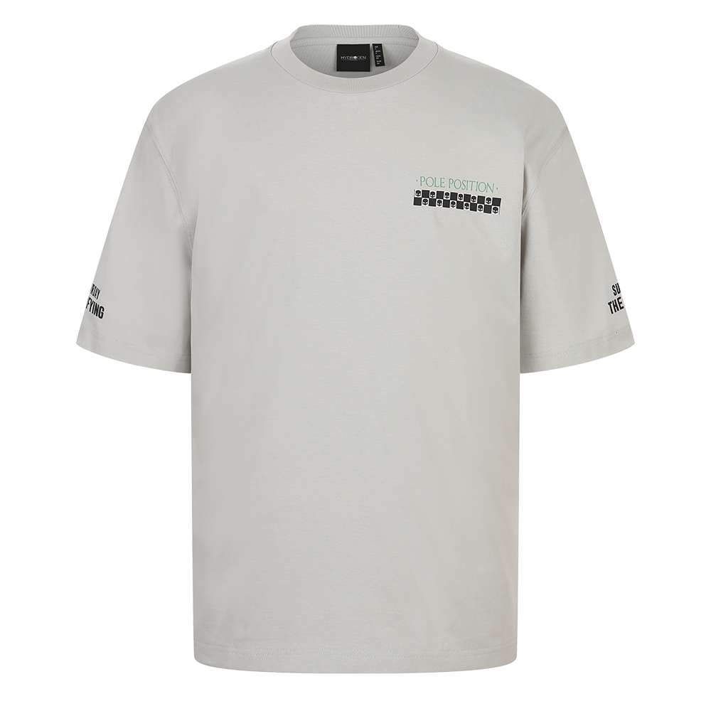 하이드로겐 유니 체커보드 그래픽 반팔 티셔츠 베이지(HYDROGEN Unisex Checkerboard Graphic T-Shirt Beige)