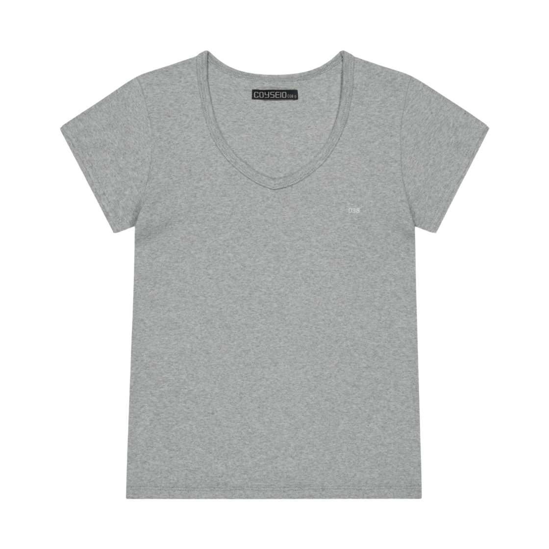 코이세이오 038 슬림 브이넥 티셔츠 멜란지 그레이(COYSEIO 038 Slim V-Neck T-Shirt Melange Grey)