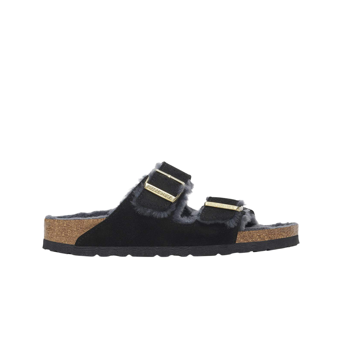 1028621 (W) Birkenstock Arizona Shearling Suede Leather Black - Narrow
