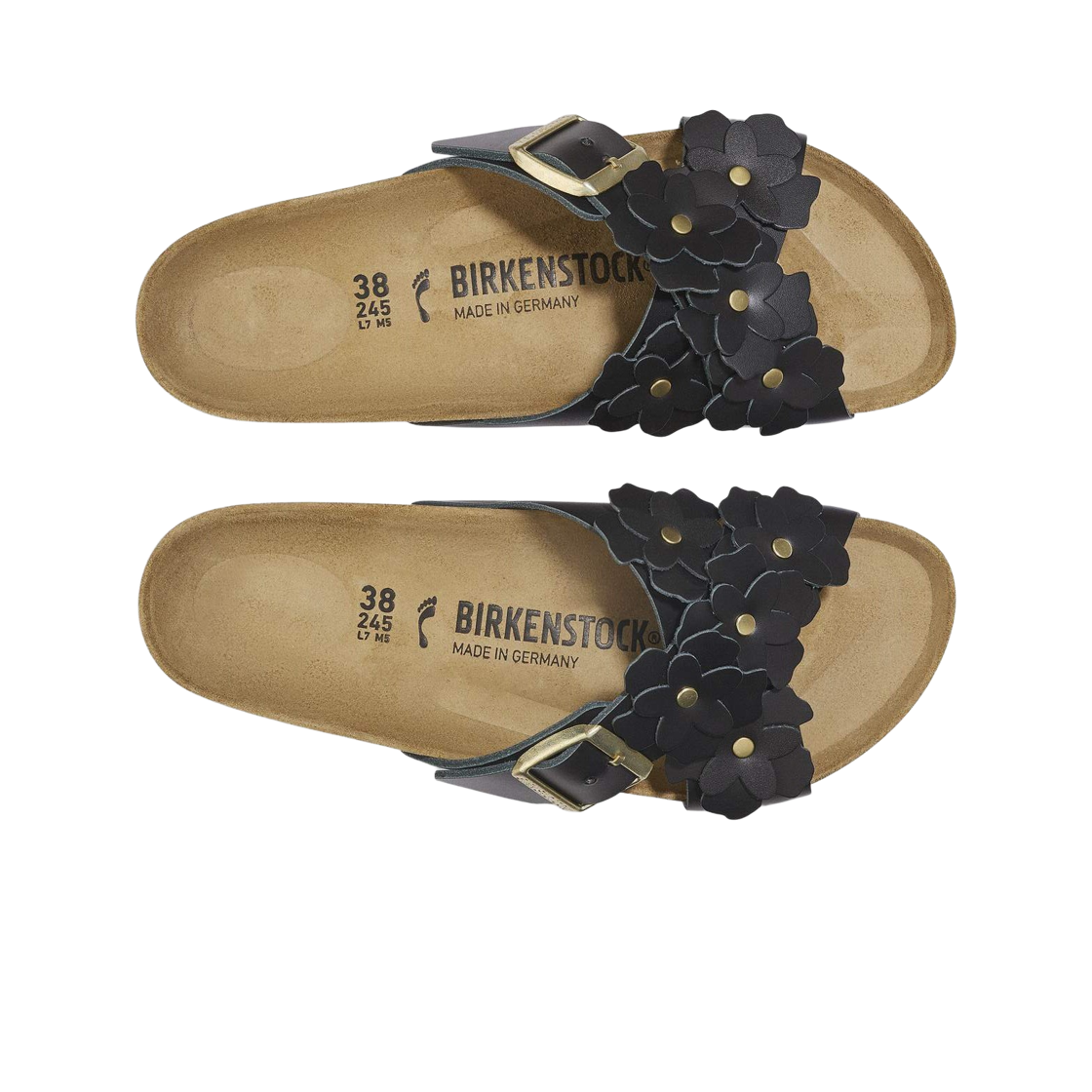 (W) 버켄스탁 시에나 2 플라워 블랙 - 내로우((W) Birkenstock Siena II Flower Black - Narrow) - 2