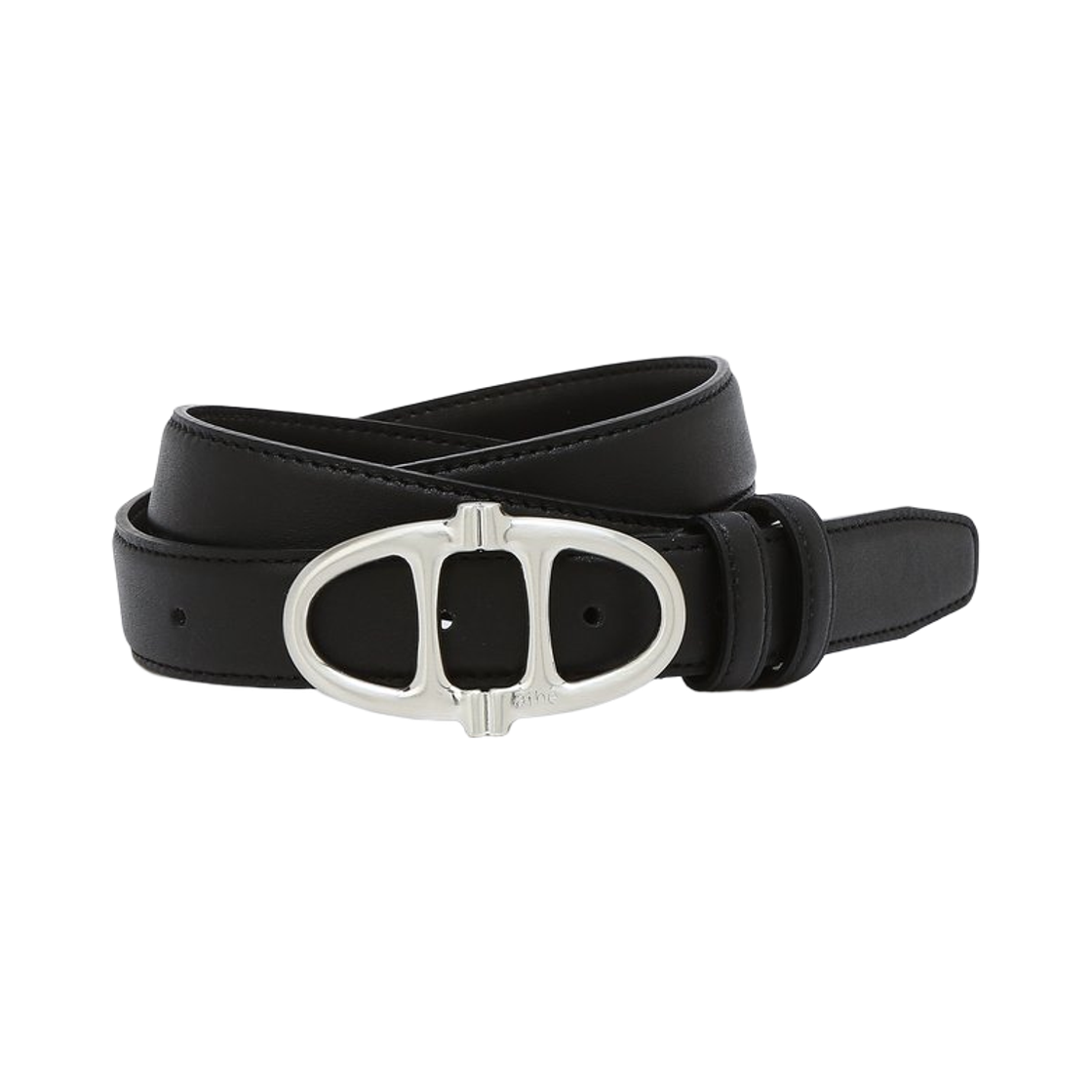 AABE6E004BK Athe Vanessabruno Acc 25Mm Black Matte Leather Double A Belt (Silver) Black