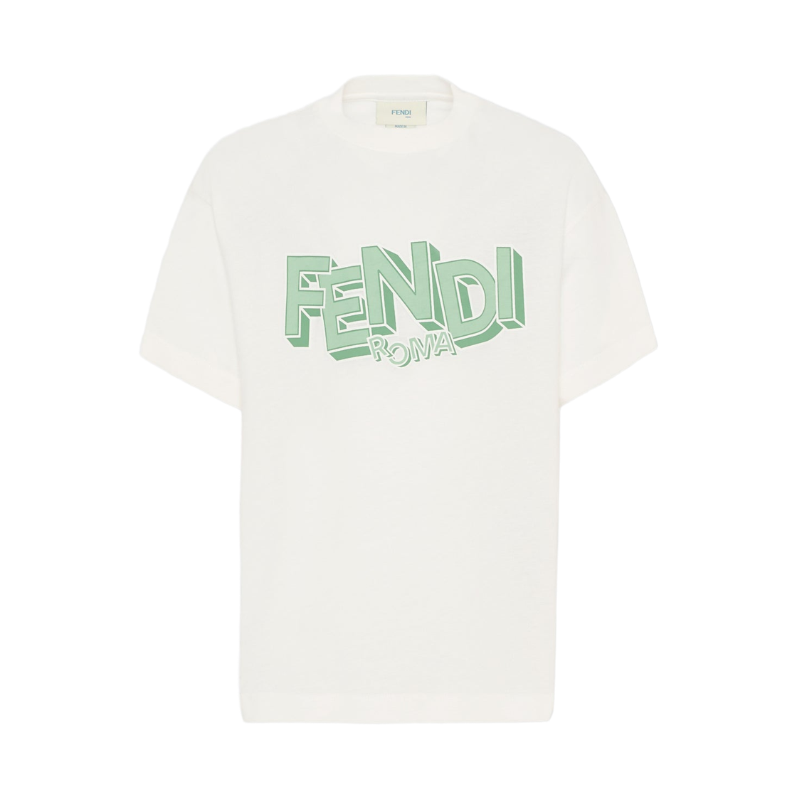 (키즈) 펜디 코튼 티셔츠 화이트 그린((Kids) Fendi Cotton T-Shirt White Green) - 1