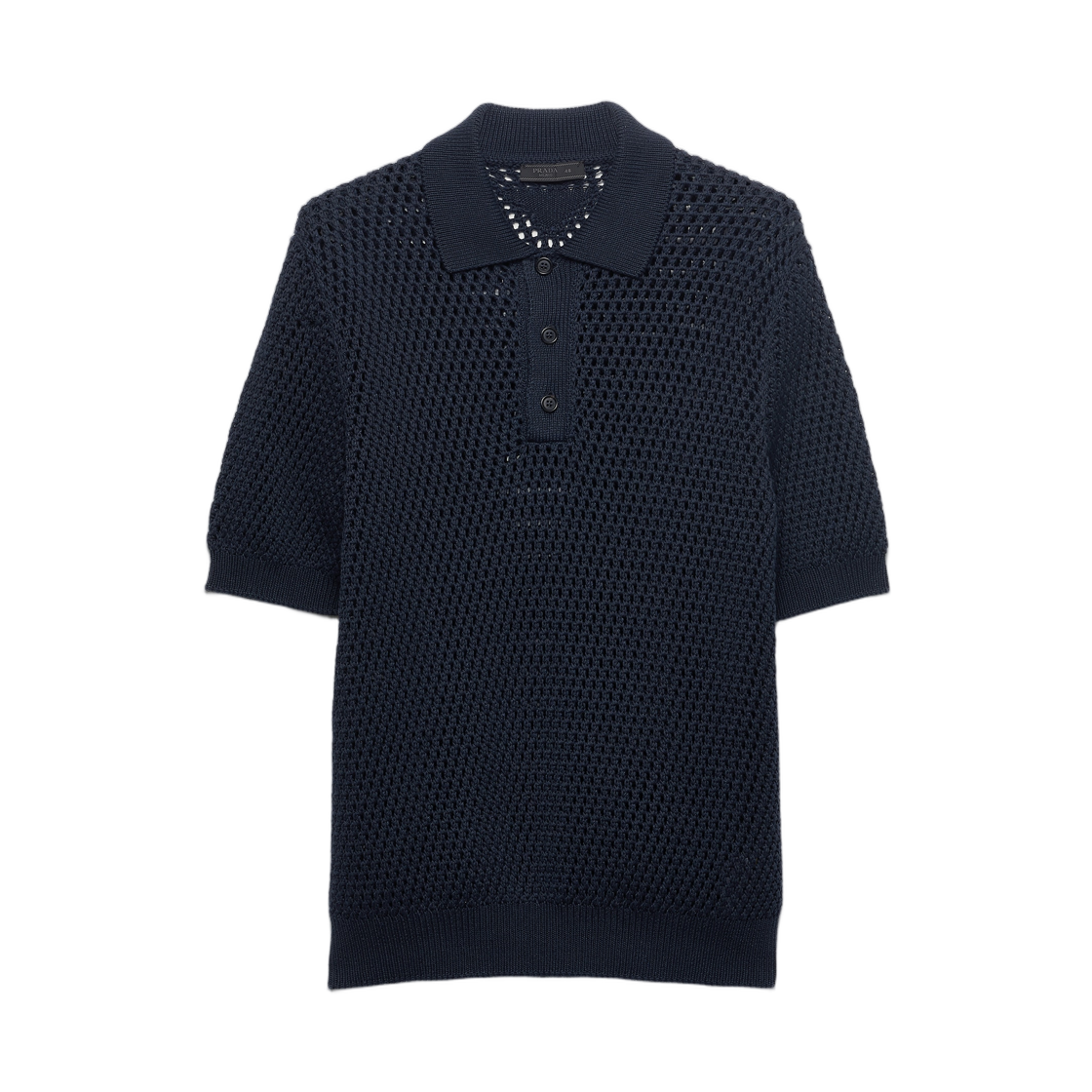 UMF265-1880-F0QR3 Prada Linen and Cotton Polo Shirt Blue
