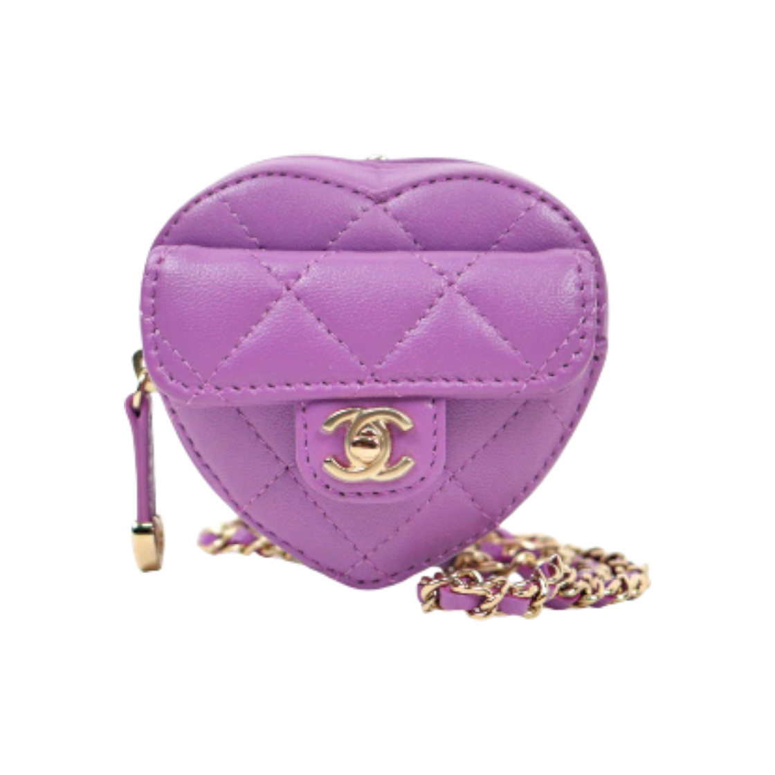 ITRRIJ7TVEAW Chanel Purple Lambskin Heart Coin Wallet Crossbody Bag