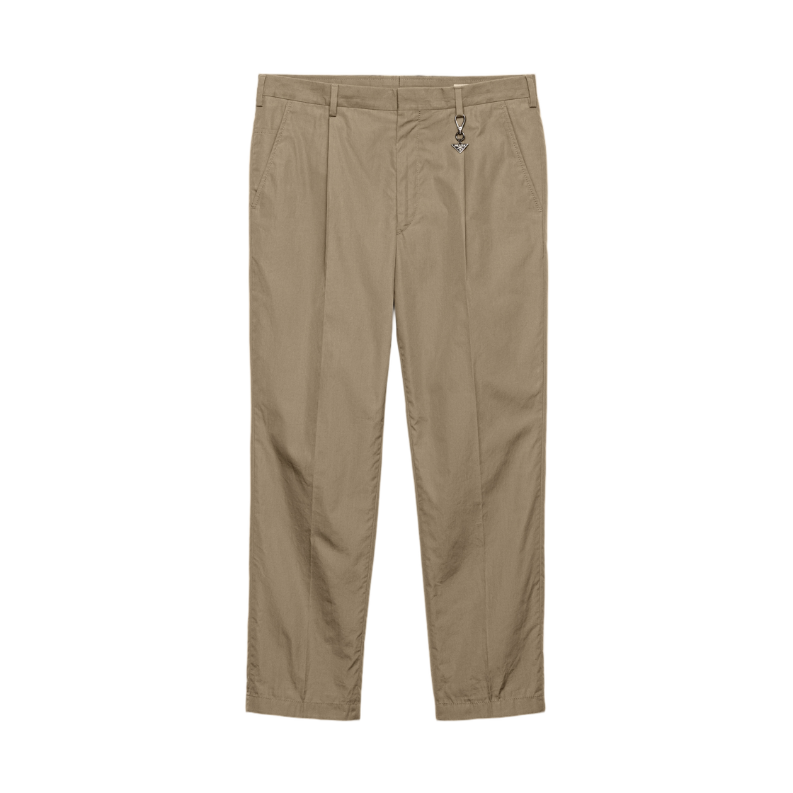 UP0419-1XV2-F0JDS Prada Cotton Pants with Key Ring Clay Grey