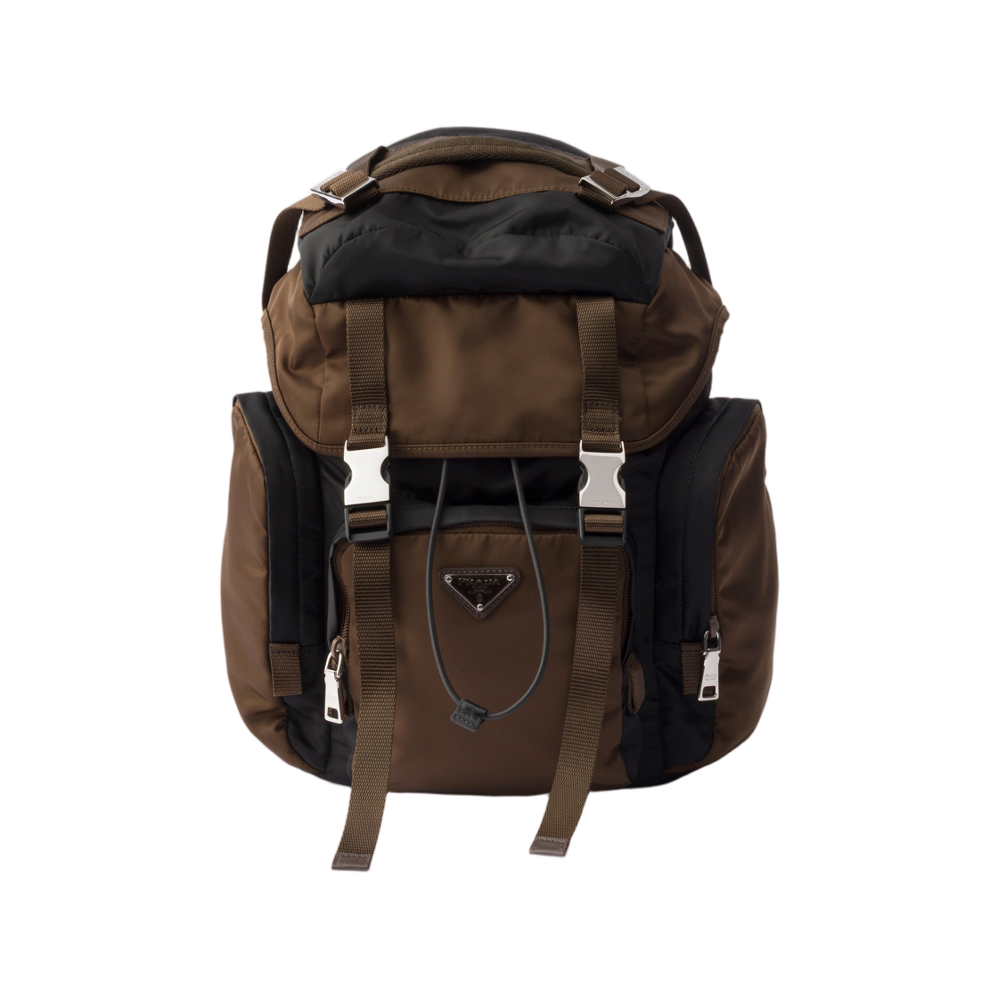 2VZ121-2DMG-F03MQ Prada Re-Nylon and Leather Backpack Black Burnt
