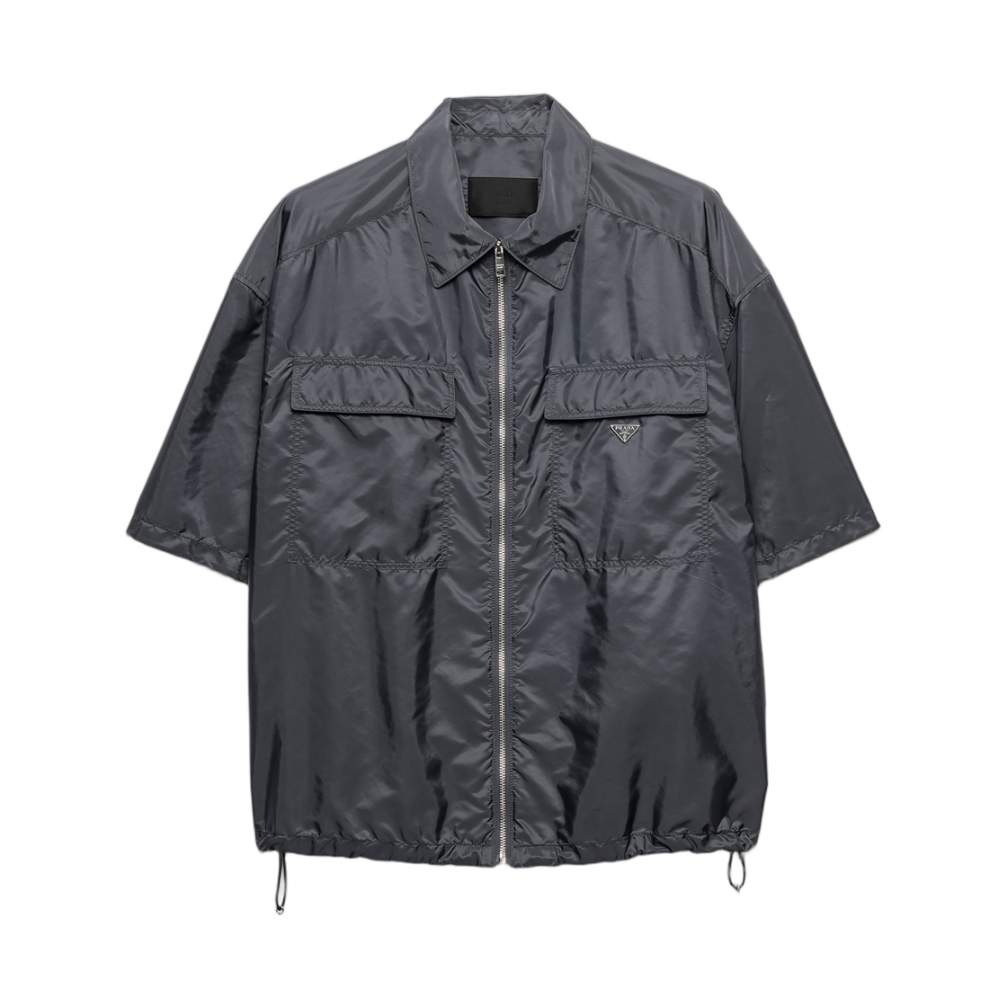 SC758-1WQ9-F0BJ9 Prada Short-Sleeved Light Re-Nylon Shirt Iron Gray