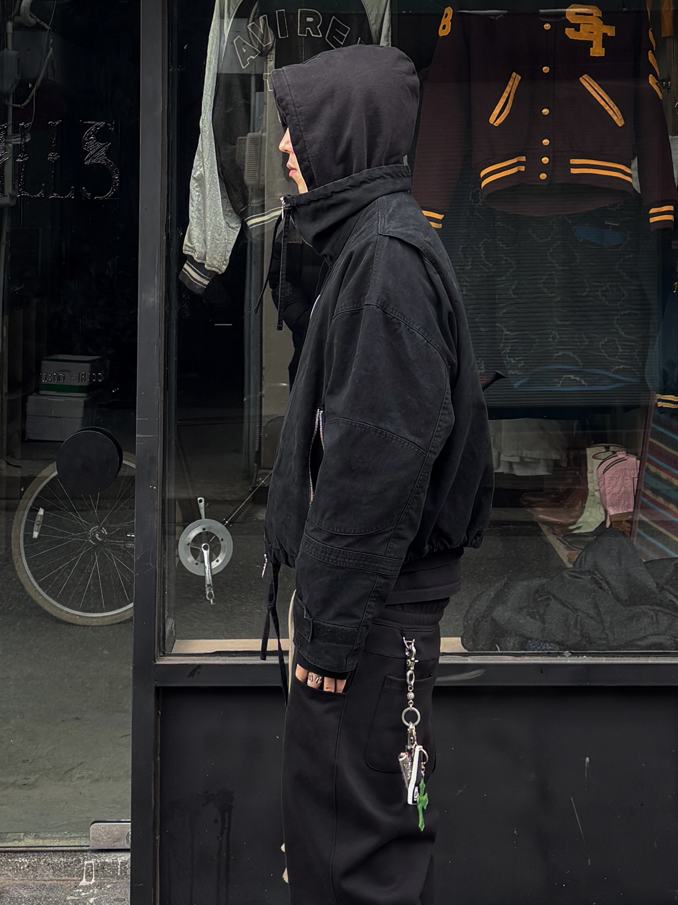 Wapworks Flare Layerd Sweat Pants Black, Rick Owens Drkshdw Vintage Sneakers Black Milk 착용 스타일 - 3