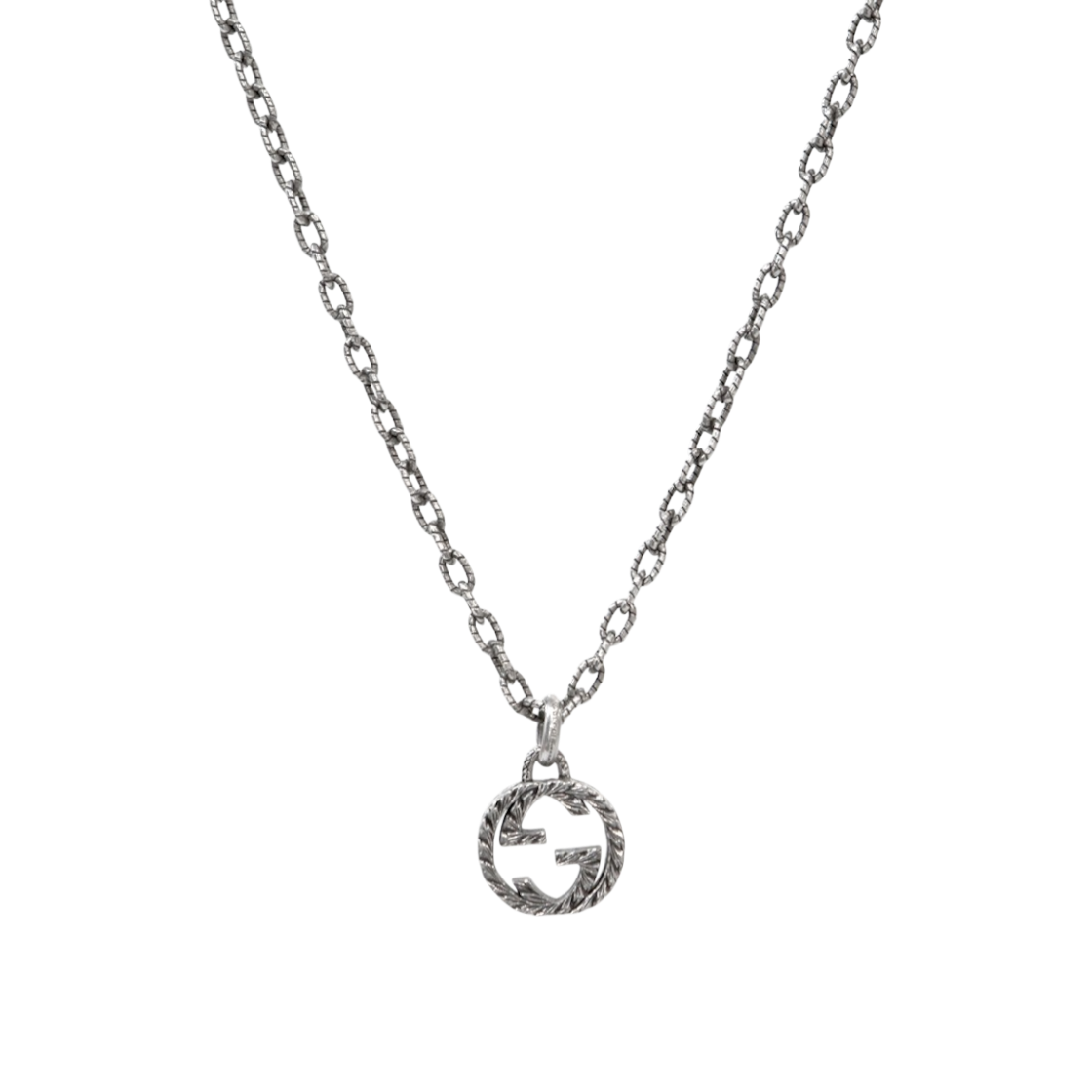 구찌 흑장 인터로킹 G 실버 목걸이 A-B50909(Gucci Black Interlocking G Silver Necklace A-B50909)