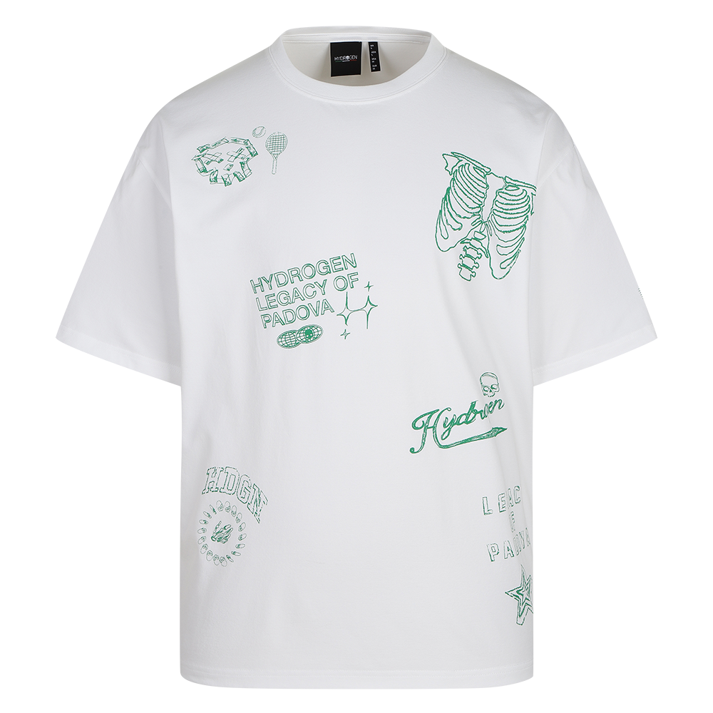 하이드로겐 유니 레트로 그래피티 반팔 티셔츠 화이트(HYDROGEN Unisex Retro Graffiti T-Shirt White) - 1