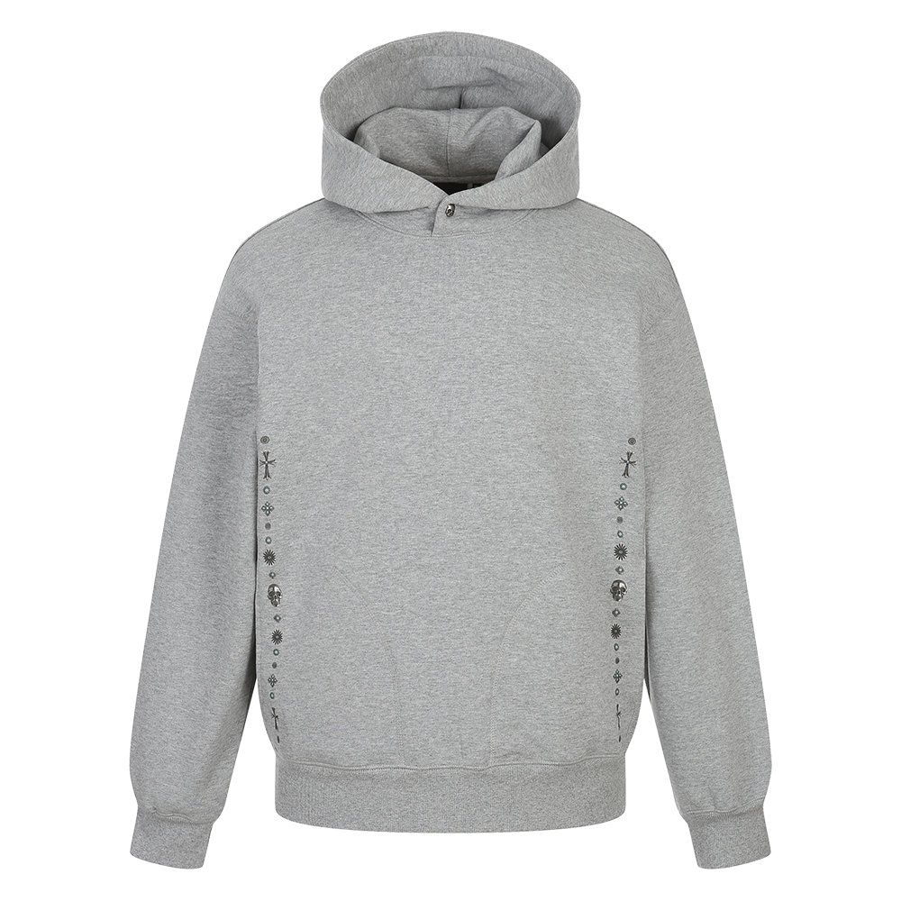 하이드로겐 유니 콘초 그래픽 후드티 멜란지 그레이(HYDROGEN Unisex Concho Graphic Hoodie Melange Grey)