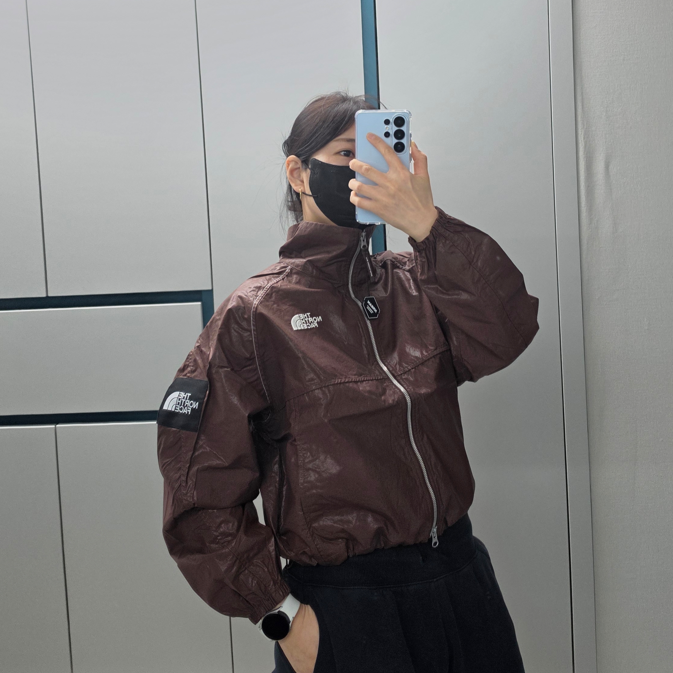 (W) The North Face Novelty Olema Jacket Brown - 25FW 착용 스타일 - 2