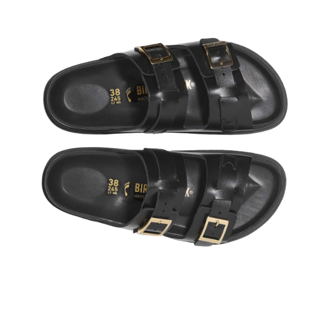 (W) 버켄스탁 생바스 내츄럴 레더 블랙 - 내로우((W) Birkenstock St Barths Natural Leather Black - Narrow) - 2