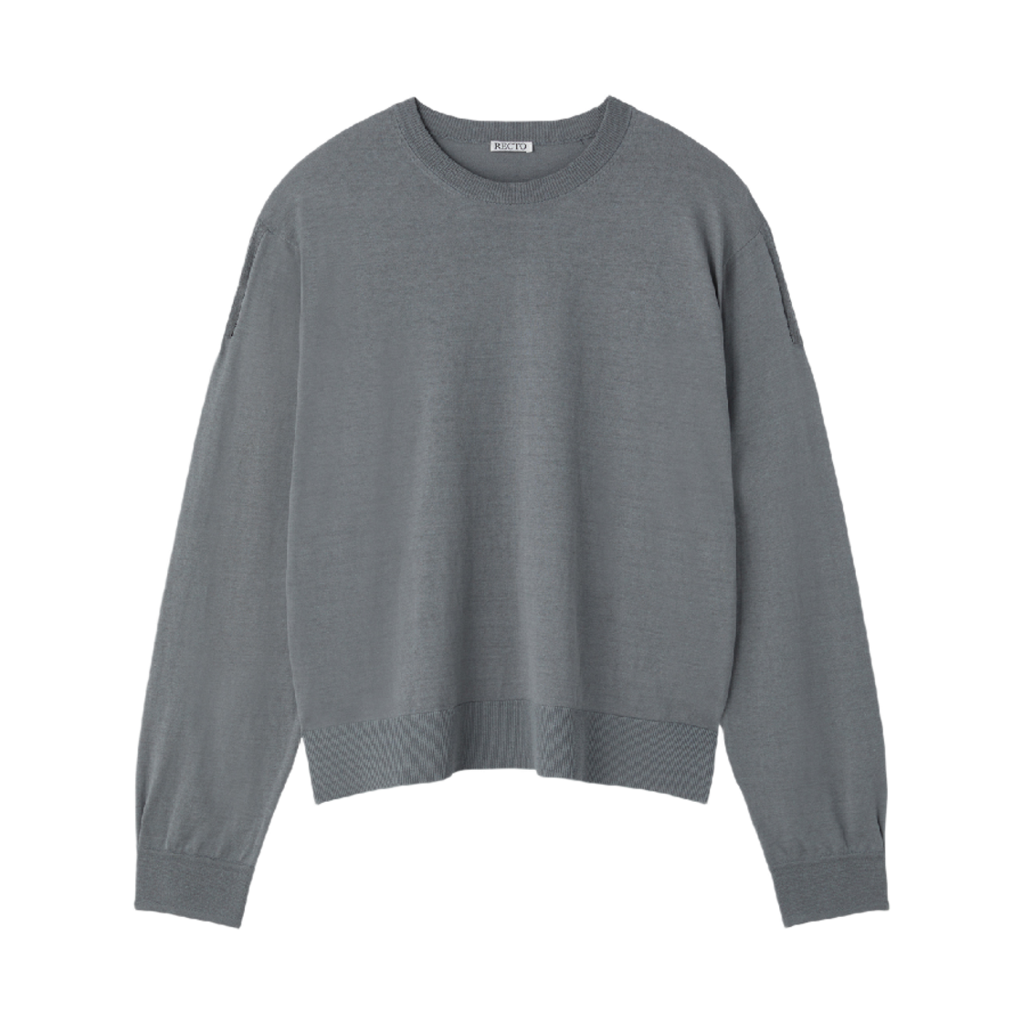 렉토 실크 리넨 커프스 디테일 니트 탑 쿨 그레이(Recto Silk-Linen Cuffs Detail Knit Top Cool Grey)