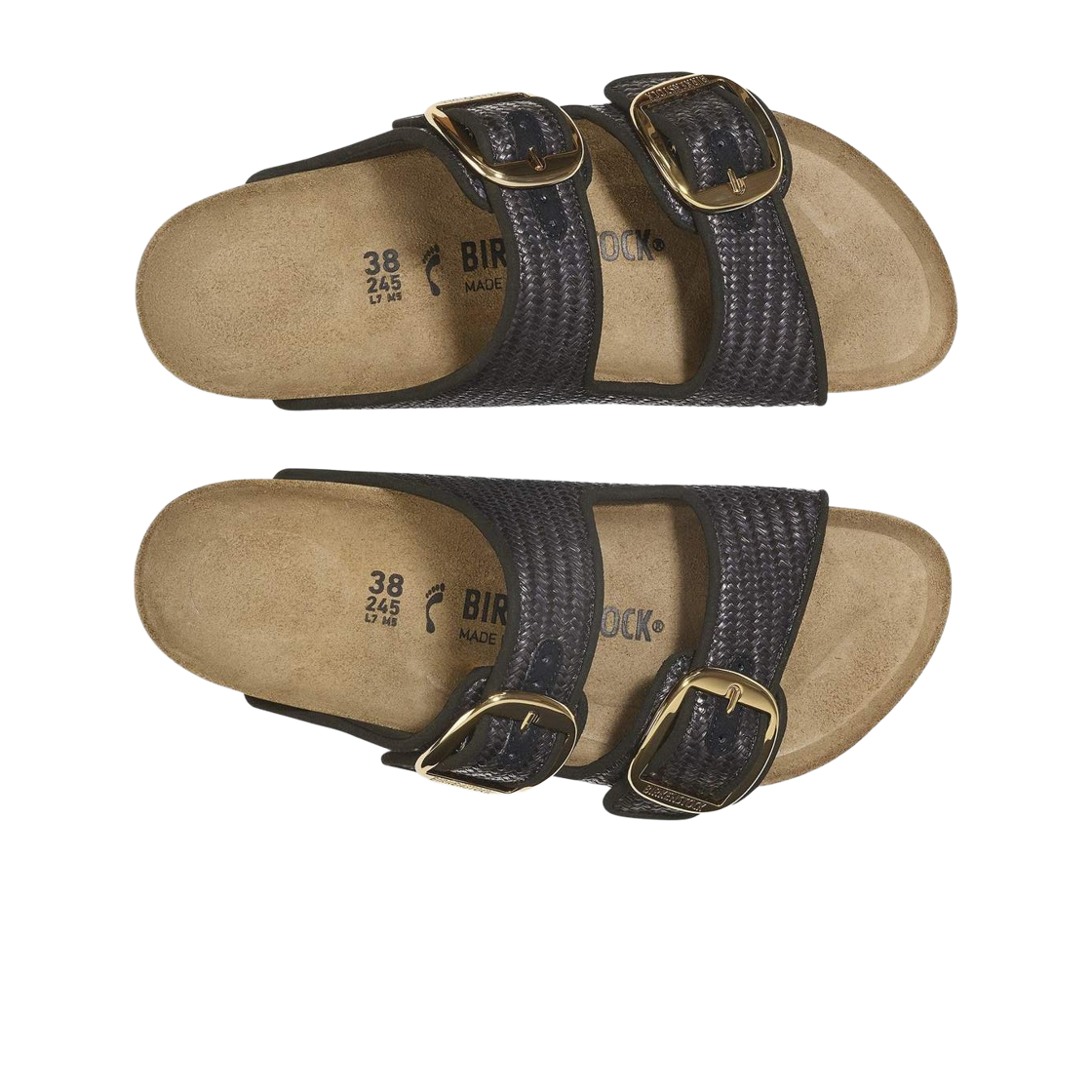 (W) 버켄스탁 아리조나 빅 버클 라피아 블랙 - 내로우((W) Birkenstock Arizona Big Buckle Raffia Black - Narrow) - 2