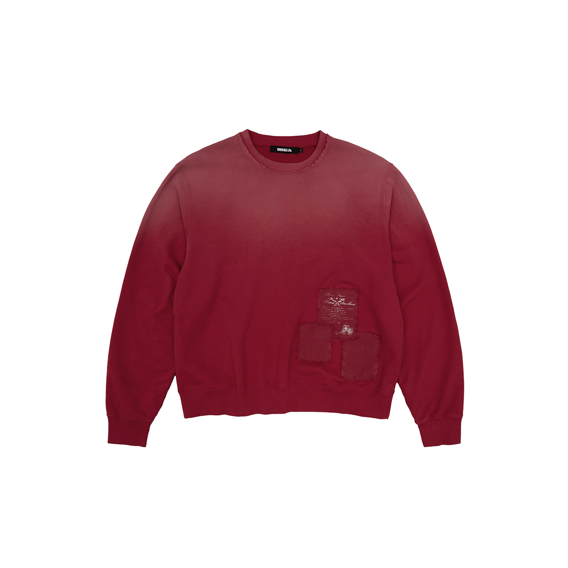 메아 빈티지 워시드 패치 스웻셔츠 레드-RD(Mea Vintage Washed Patch Sweatshirt Red)