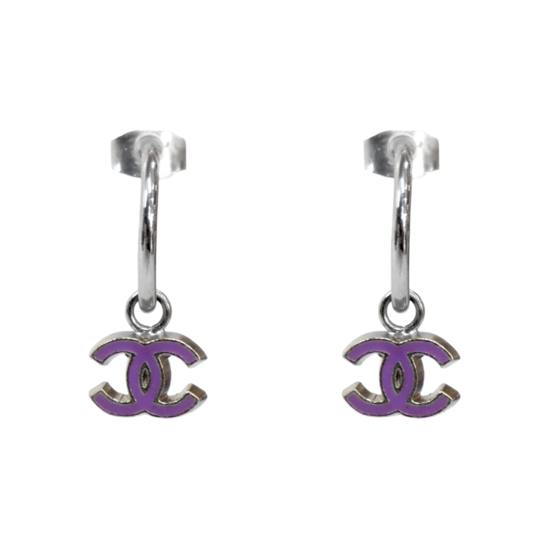 샤넬 라벤더 CC 실버 귀걸이 A-B50680(Chanel Lavender CC Silver Earrings A-B50680)