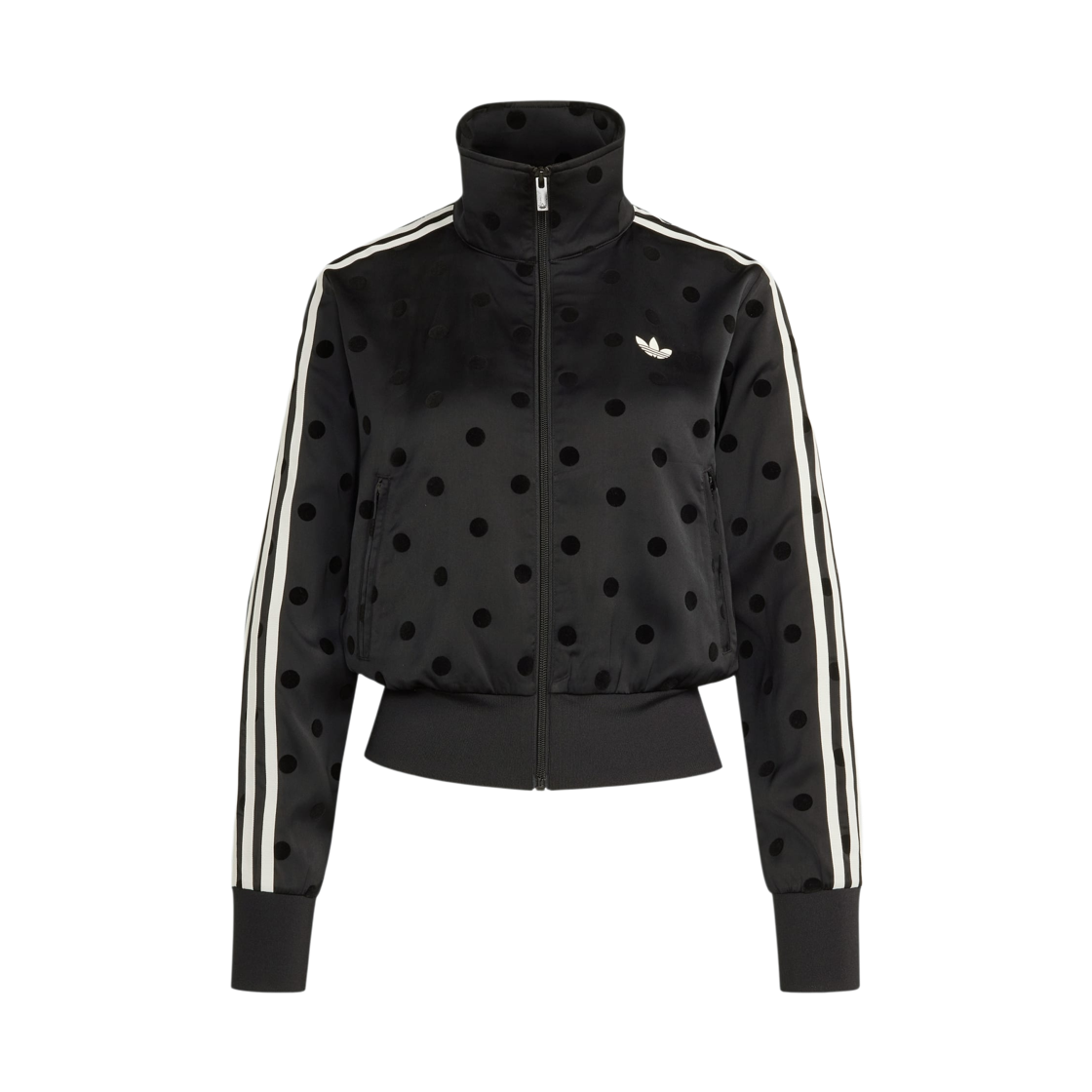 (W) 아디다스 오리지널스 새틴 폴카 닷 트랙 탑 블랙 - KR 사이즈((W) Adidas Originals Satin Polka Dot Track Top Black - KR Sizing) - 1