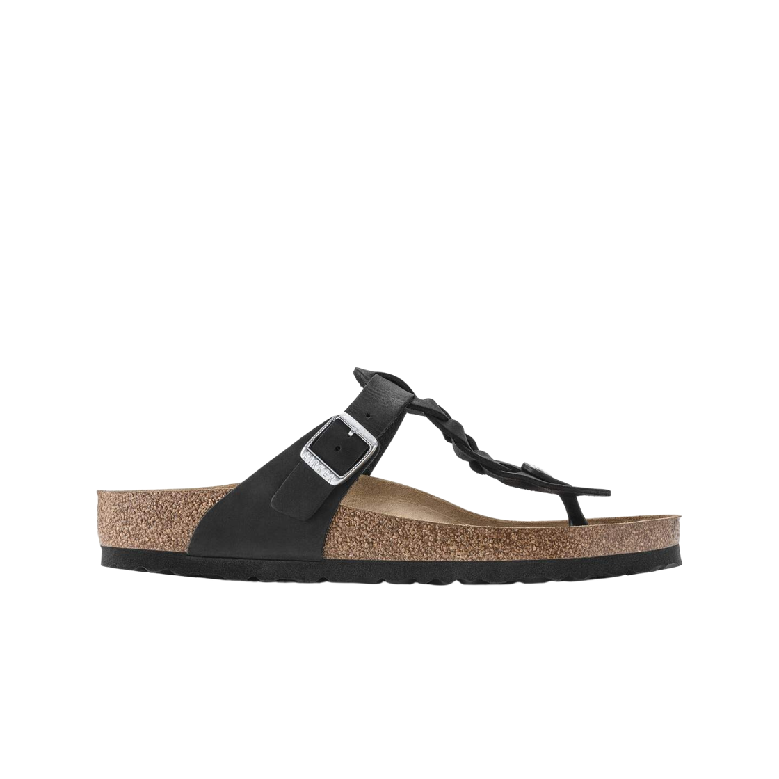 1021349 (W) Birkenstock Gizeh Braided Oiled Leather Black - Regular