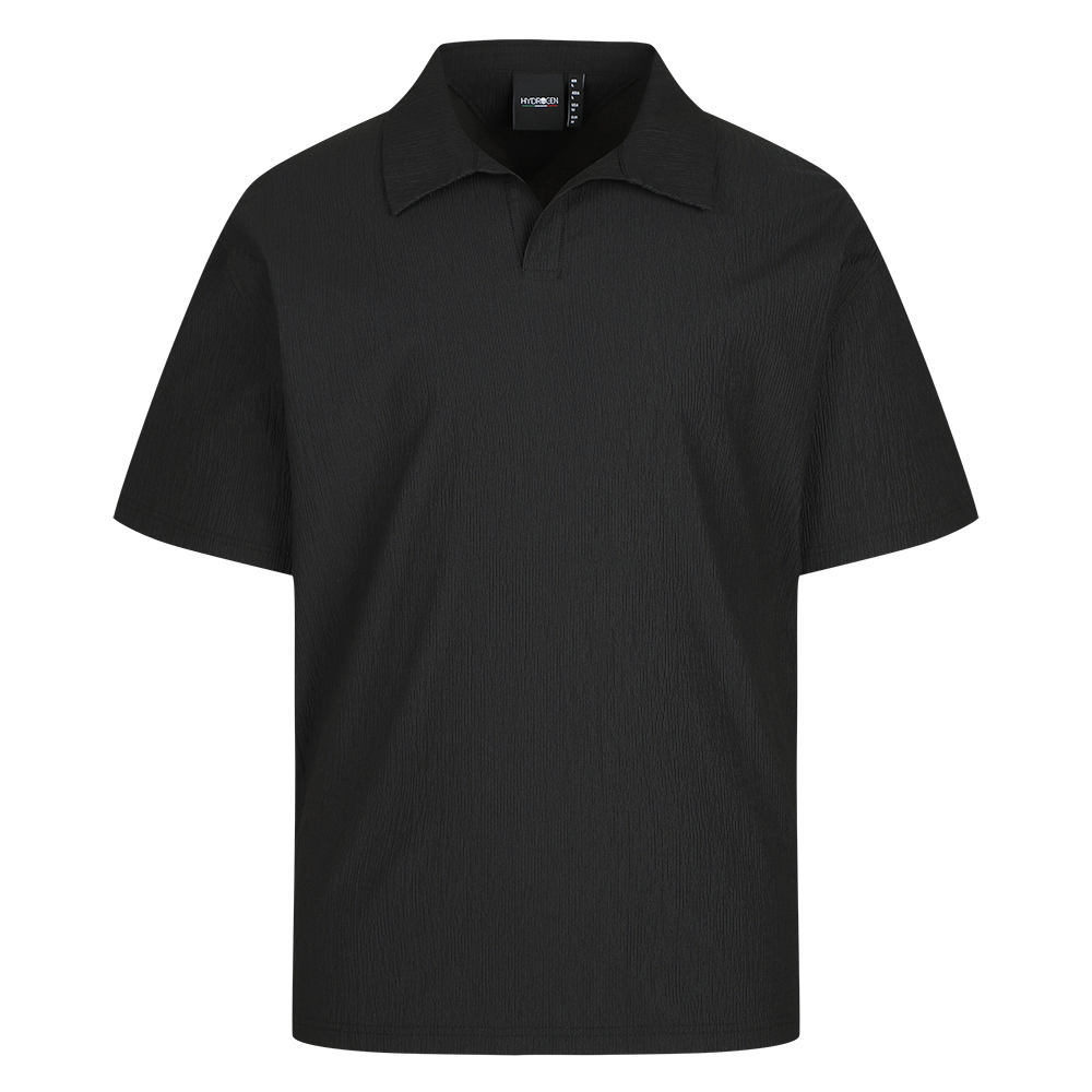 하이드로겐 남성 에어 플러시 서커 카라 티셔츠 블랙(HYDROGEN Men's Airy Seersucker Polo T-Shirt Black)