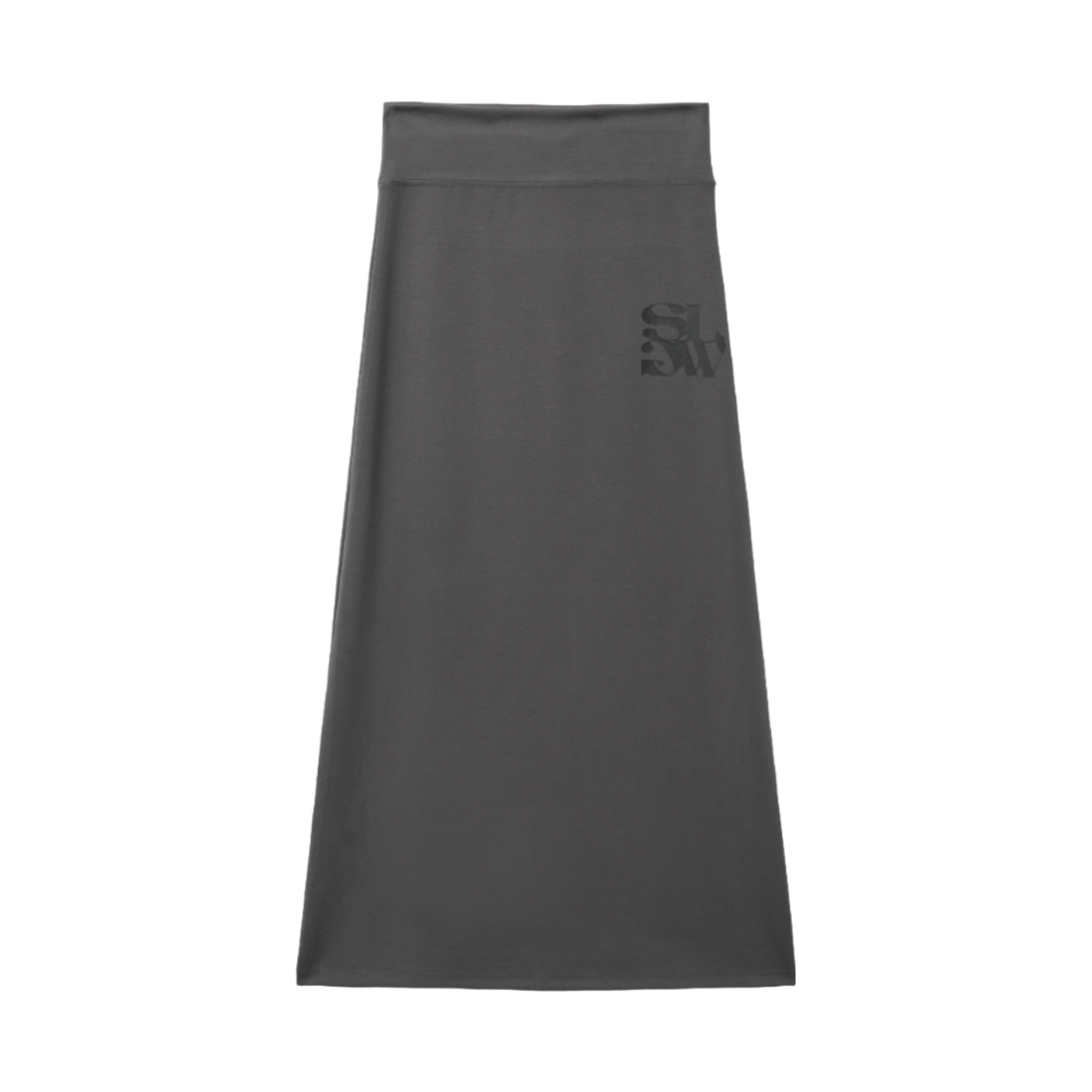 슬릭글로우 로고 스웨트 맥시 롱 스커트 차콜(SLEEKGLOW Logo Sweat Maxi Long Skirt Charcoal)