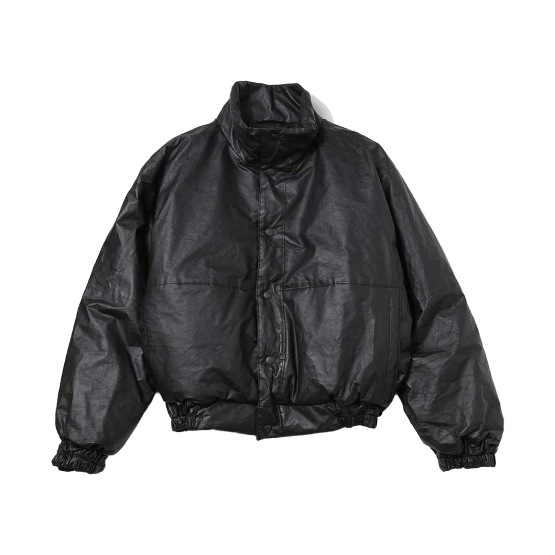 D01-01027 Comoli Paper Leather Padded Jacket Black - 26SS