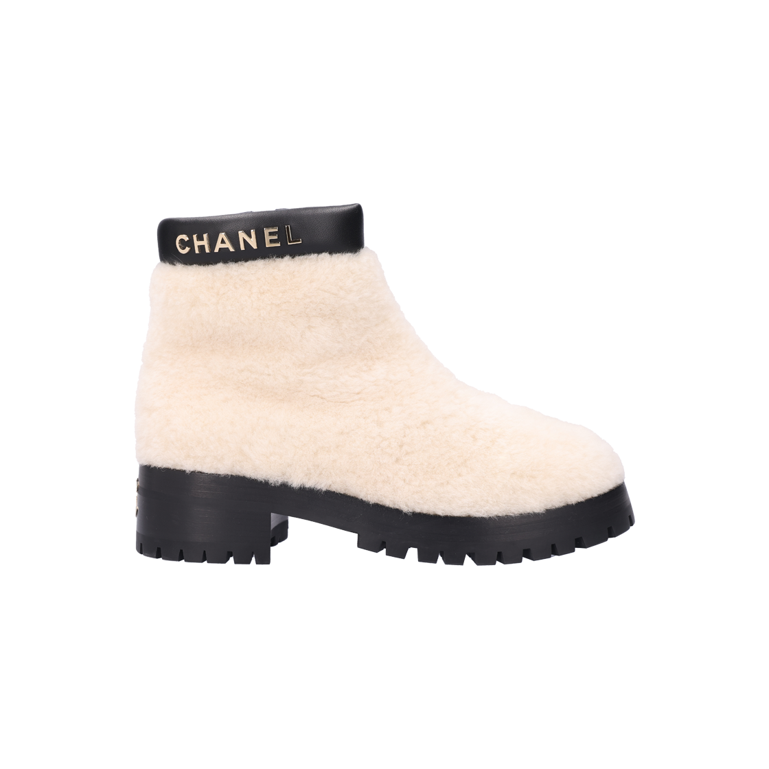 샤넬 G39480 시어링 앵클 부츠 화이트 블랙 37(Chanel G39480 Shearling Ankle Boots in White and Black, Size 37) - 1