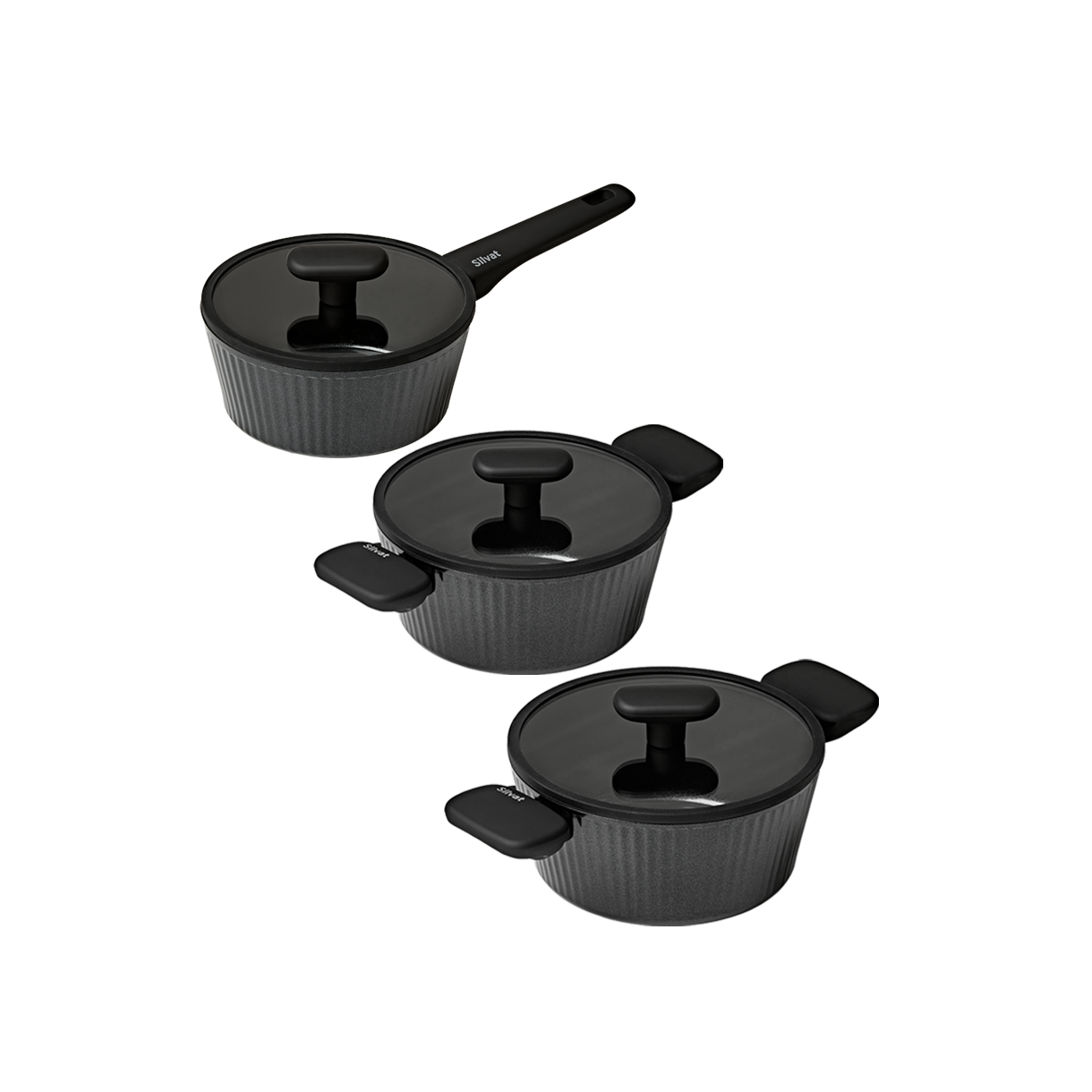실바트 벨리나 IH 단조 냄비 3종 세트(18편수+20양수+24양수)(Silvat Vellina IH Forging Pot Set of 3 (18 single-handle pot + 20 double-handle pot + 24 double-handle pot)) - 2