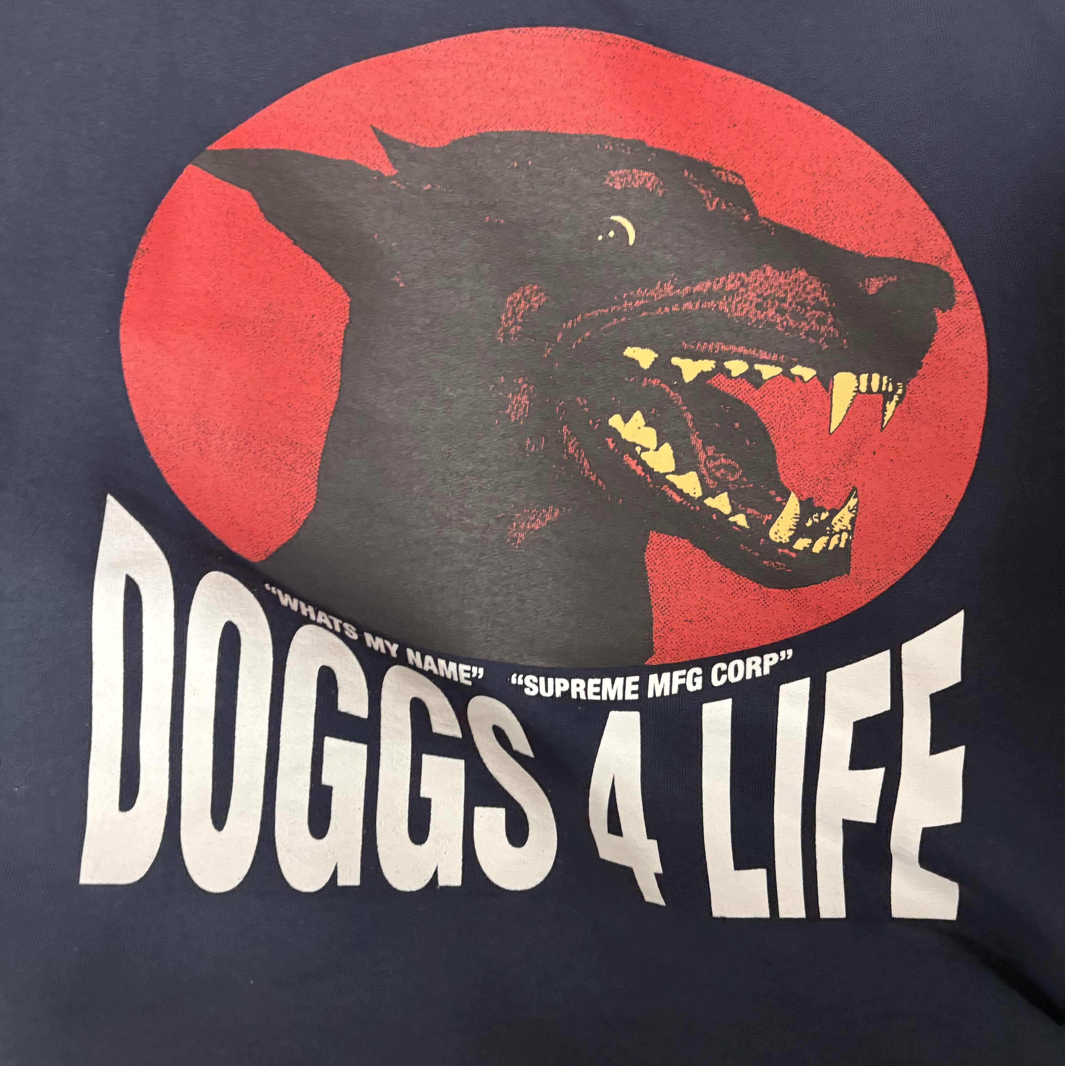 Supreme Doggs Hooded Sweatshirt Navy - 24SS 착용 스타일