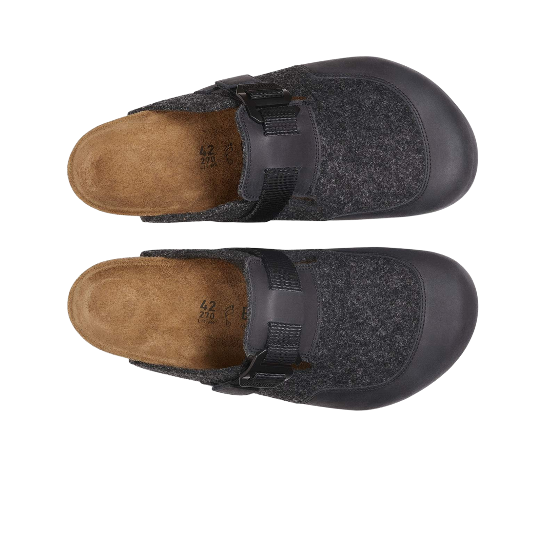 버켄스탁 보스턴 노바 펠트 레더 텍스타일 앤트러사이트 - 레귤러(Birkenstock Boston Nova Felt Leather Textile Anthracite - Regular) - 2