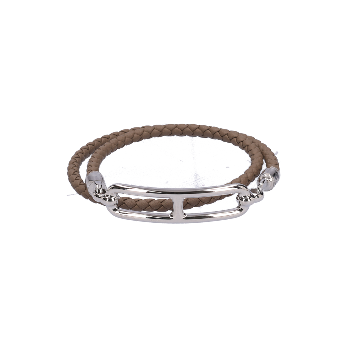 에르메스 H071727FP 룰리스 더블 투어 브레이슬릿 카프스킨 에토프 은장(Hermes H071727FP Rulys Double Tour Bracelet in Etoupe Calfskin with Silver Hardware) - 1