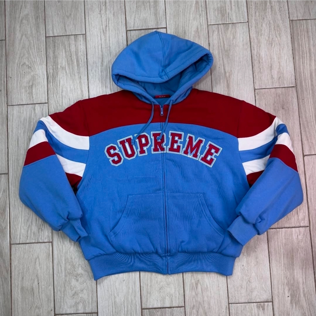 Supreme Filled Zip Up Hooded Sweatshirt Light Blue - 26SS 착용 스타일 - 1