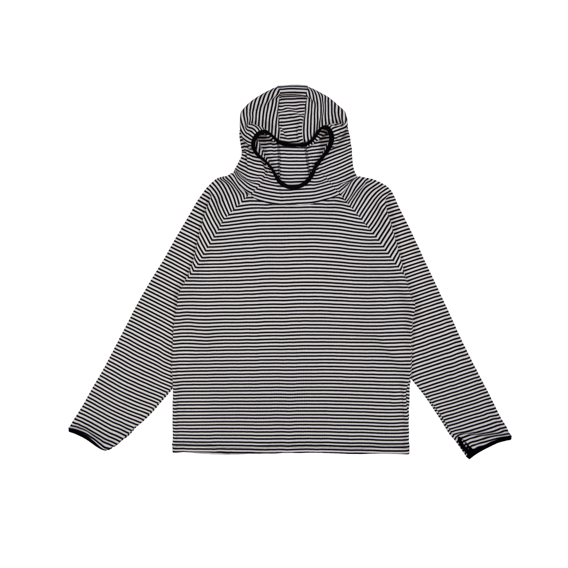 KS6BRHD001BK Kookeesee Stripe Waffle Hoodie Black/Ivory