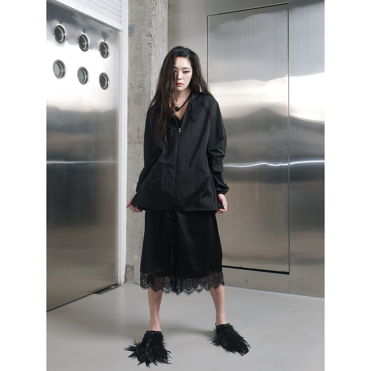 스틸레써디 레이스 라인 윈드브레이커 블랙(Still Lethardy Lace-Line Windbreaker Black) - 3