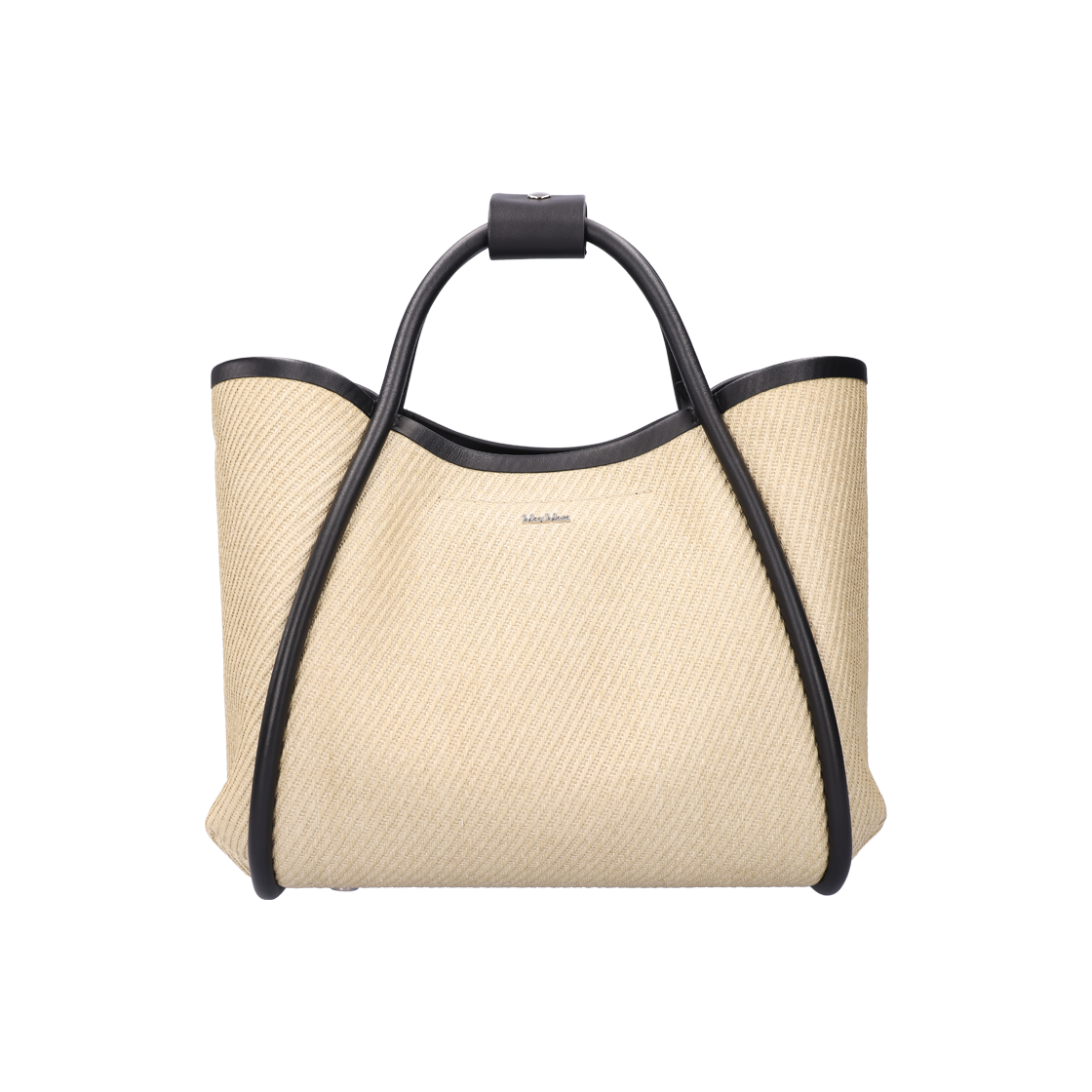 ITGTTLSL7WLK Max Mara Two-Tone Textured Summer Marine Handbag - Black Raffia