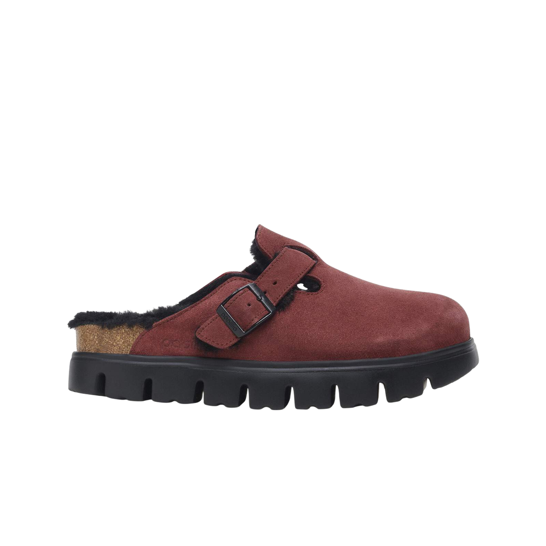 1028451 (W) Birkenstock Boston Chunky Shearling Suede Leather Berry Crush - Narrow