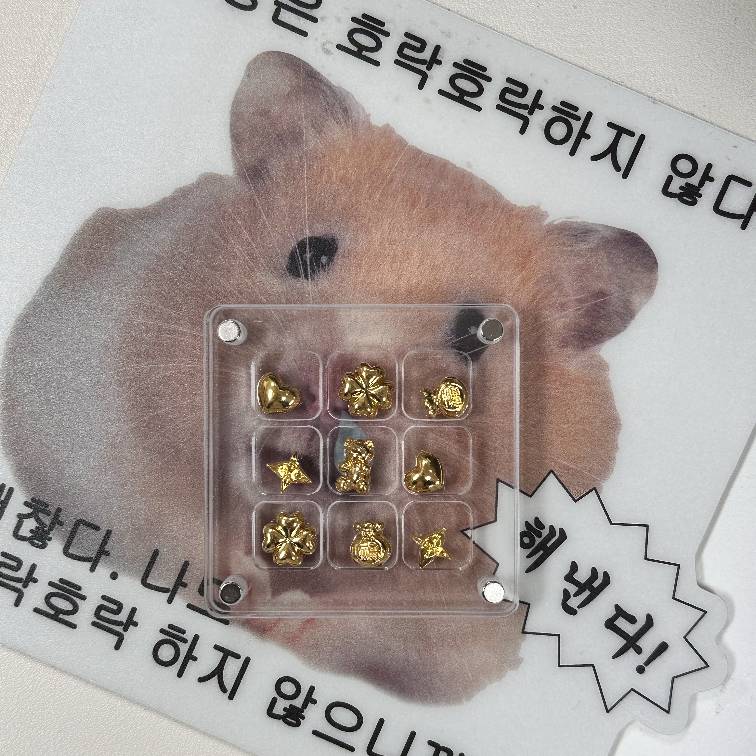 GOLDPANG 24K Gold Tongtong Lucky Clover Object 0.5g + Glass Bottle, GOLDPANG 24K Gold Tongtong Lucky Pouch Object 0.5g + Glass Bottle 착용 스타일 - 1