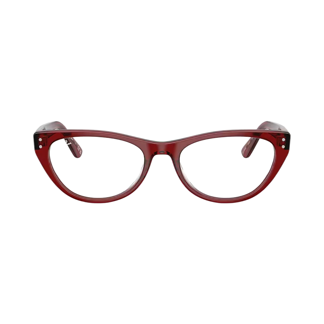 RB5449D-8464 Ray-Ban RB5449D Optics Polished Transparent Bordeaux Frame Clear Lenses Low Bridge Fit
