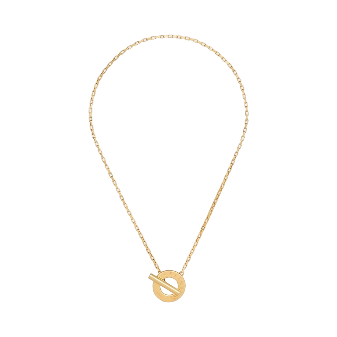 B107I3F74-35OR (W) Celine Disc Necklace in Brass with Gold Finish Gold