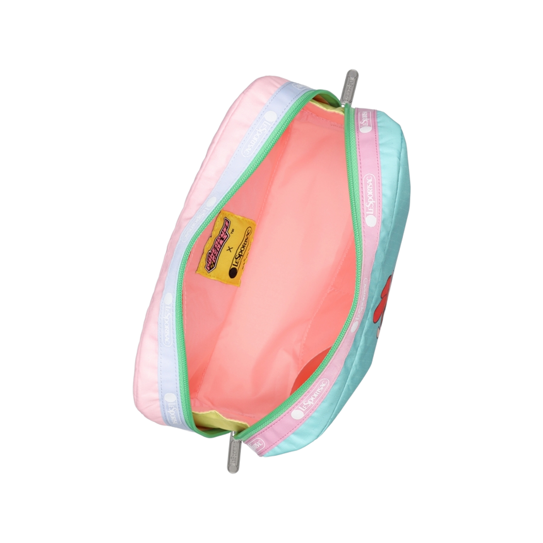 레스포색 파워퍼프걸 핑크/민트 엑스라지 렉탱귤러 코스메틱 파우치(Lesportsac PPG Pink/Mint Extra Large Rectangular Co) - 5