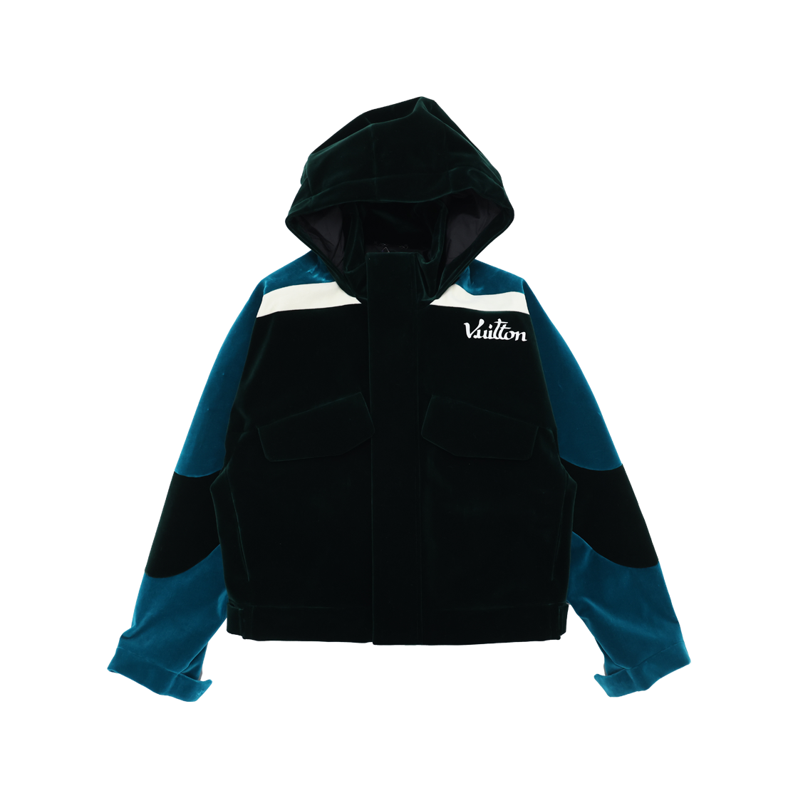 ITM65AUKNPNR Louis Vuitton Technical Tape Velvet Windbreaker Jacket - Dark Green