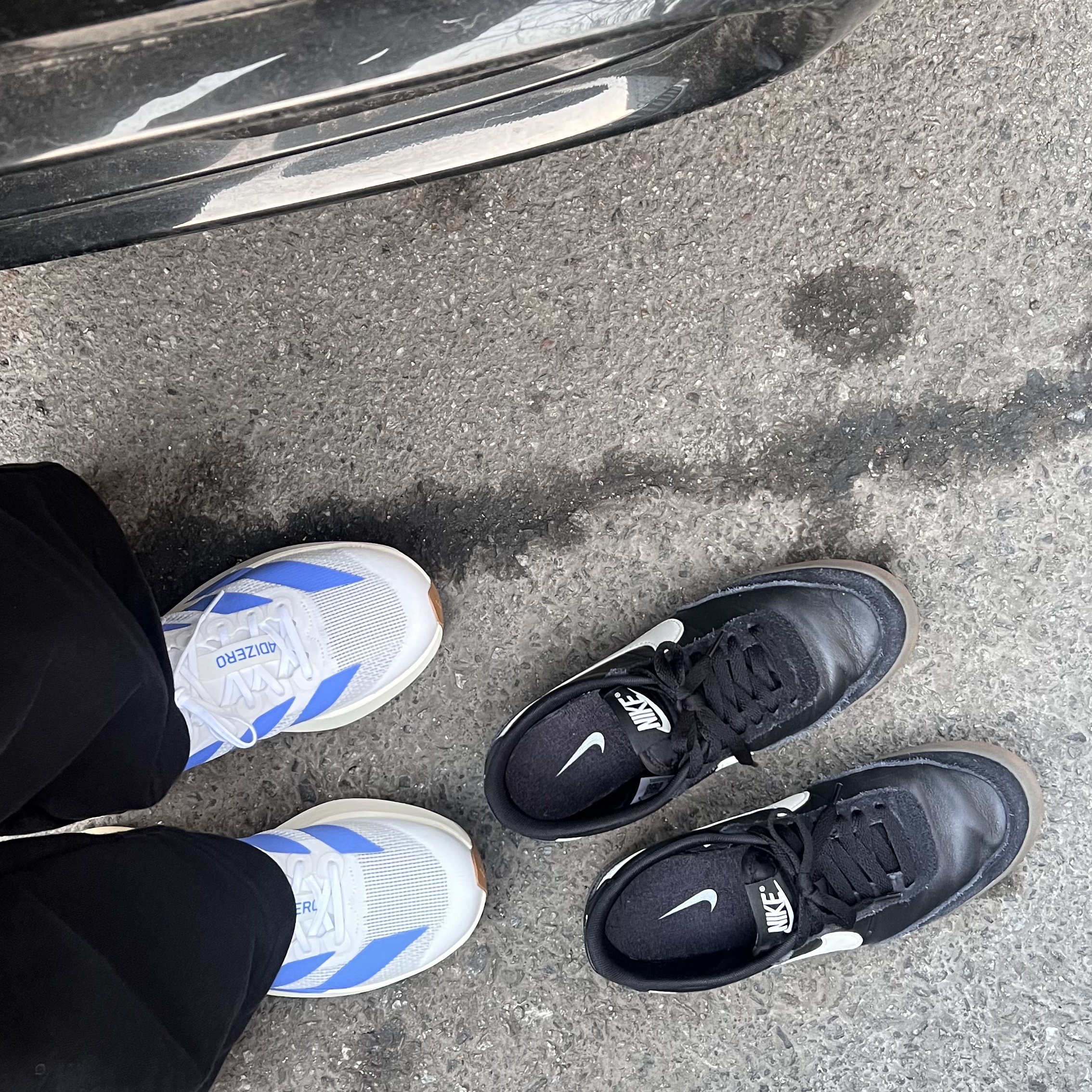 (W) Adidas Adizero Evo SL Cloud White Blue Fusion 착용 스타일