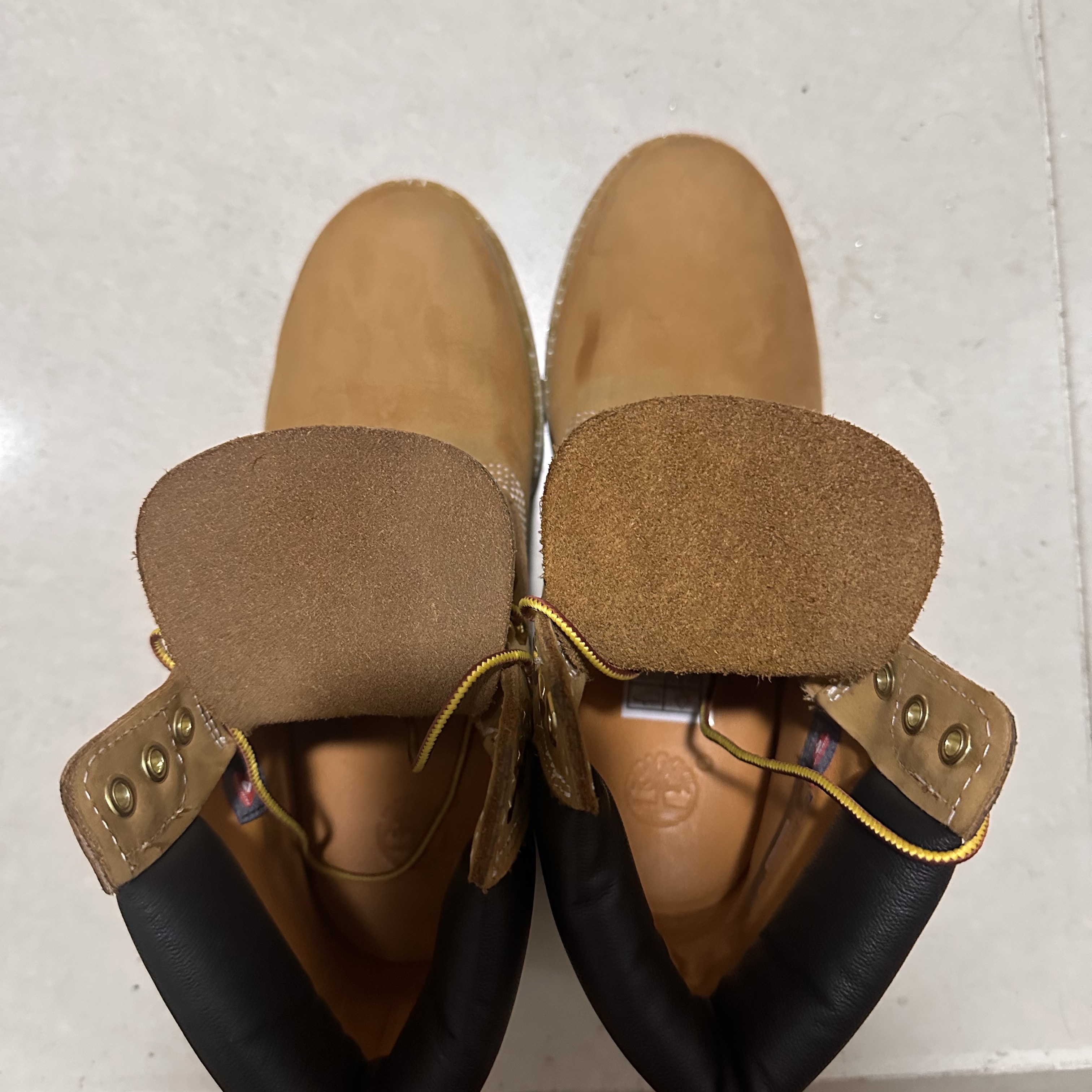 Timberland Premium 6 inch Waterproof Boot Wheat Nubuck - Wide 착용 스타일