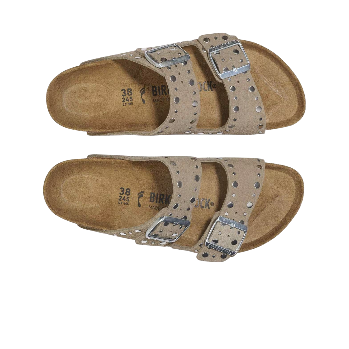 (W) 버켄스탁 아리조나 리벳 스웨이드 토프 - 레귤러((W) Birkenstock Arizona Rivet Suede Taupe - Regular) - 2