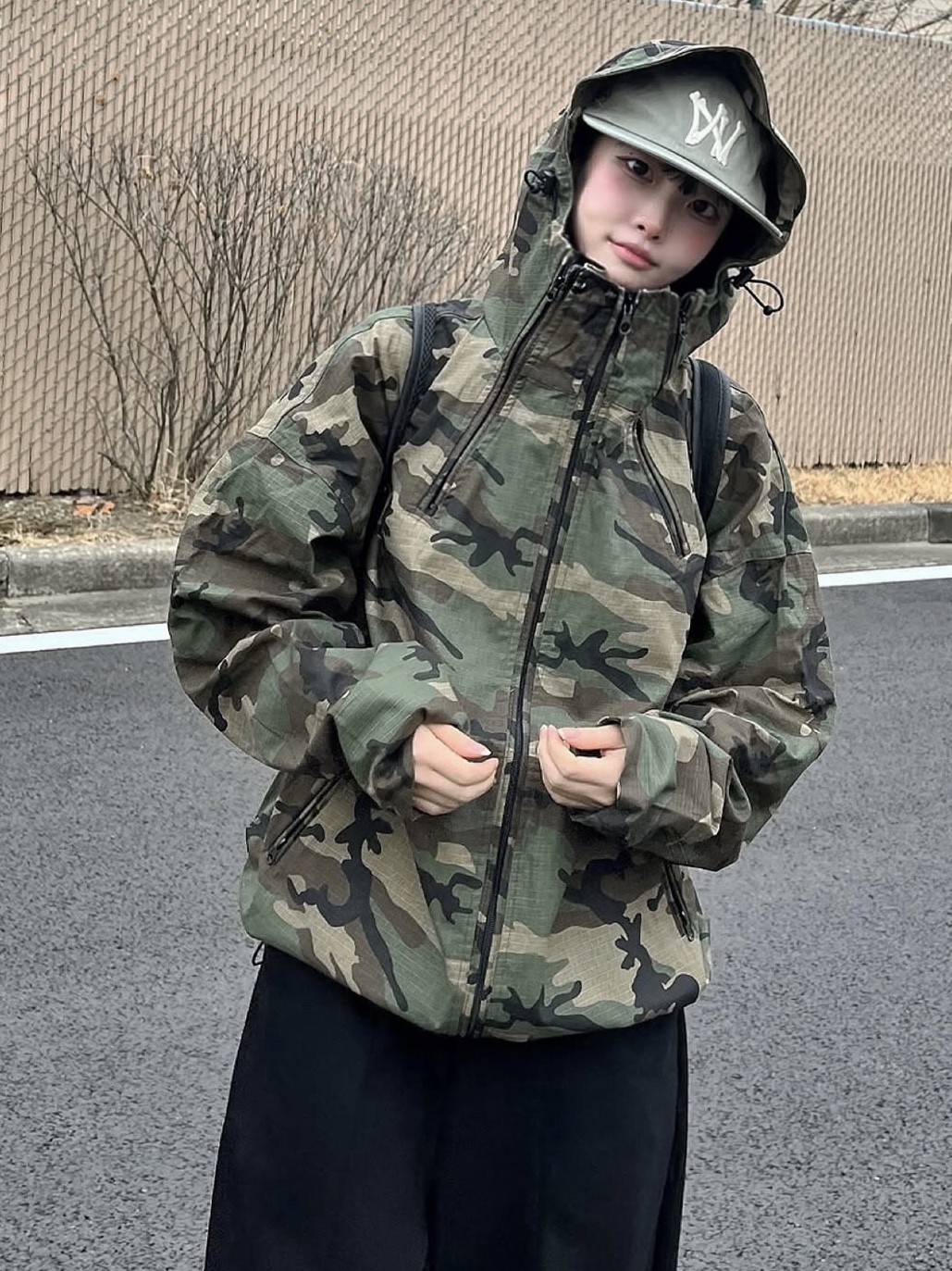 Aoiro 6-Panel Bone A/N Cap Olive, Nike Air Force 1 '07 WB Flax 착용 스타일 - 1