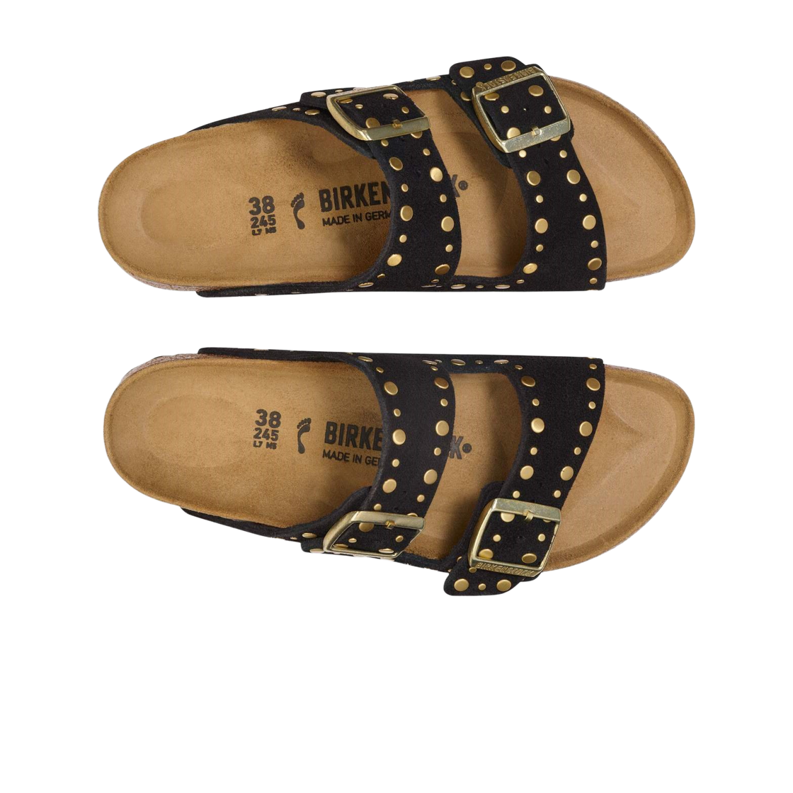 (W) 버켄스탁 아리조나 리벳 스웨이드 블랙 - 내로우((W) Birkenstock Arizona Rivet Suede Black - Narrow) - 2
