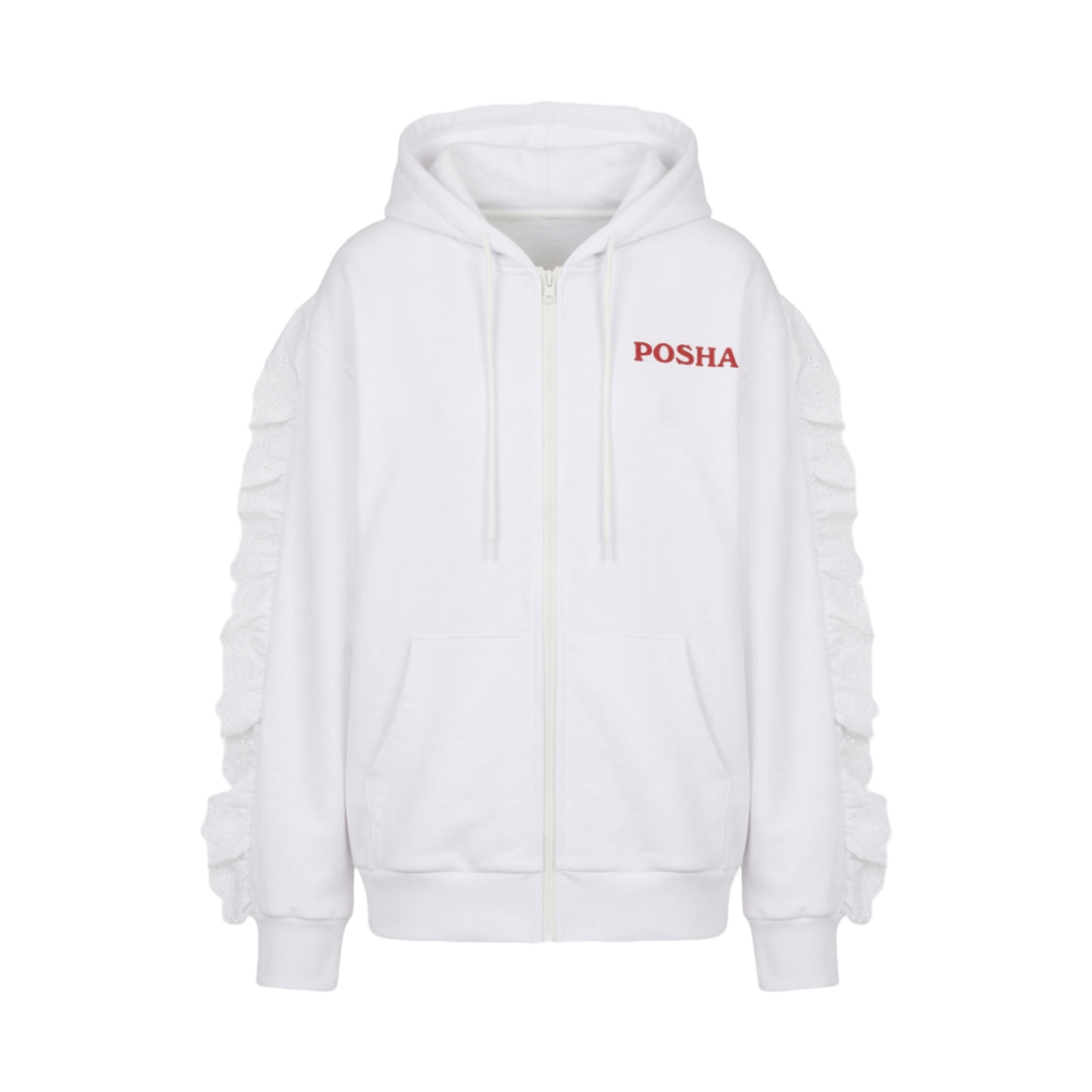 포샤 프릴 로고 후드 집업 화이트(Posha Frill Logo Hood Zip Up Wh)