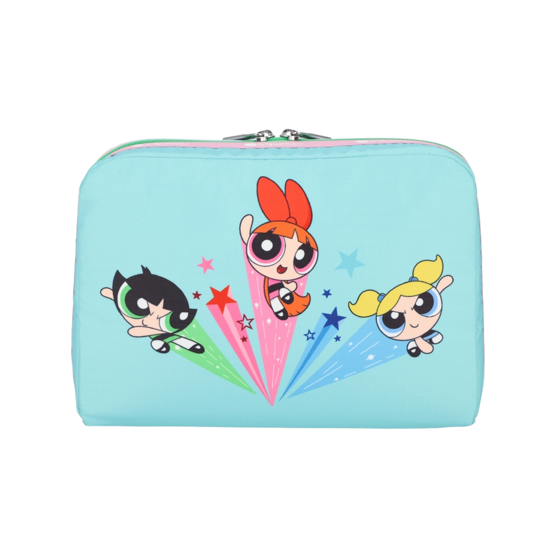 레스포색 파워퍼프걸 핑크/민트 엑스라지 렉탱귤러 코스메틱 파우치(Lesportsac PPG Pink/Mint Extra Large Rectangular Co) - 3