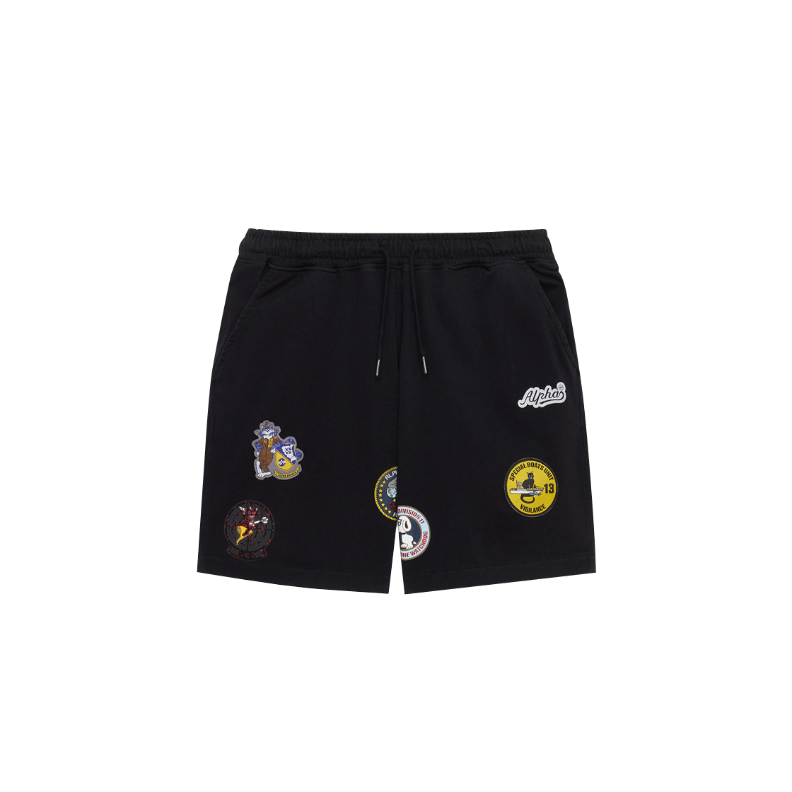 알파 인더스트리 패치드 저지 쇼츠 블랙(ALPHA INDUSTRIES Patched Jersey Short Black) - 1