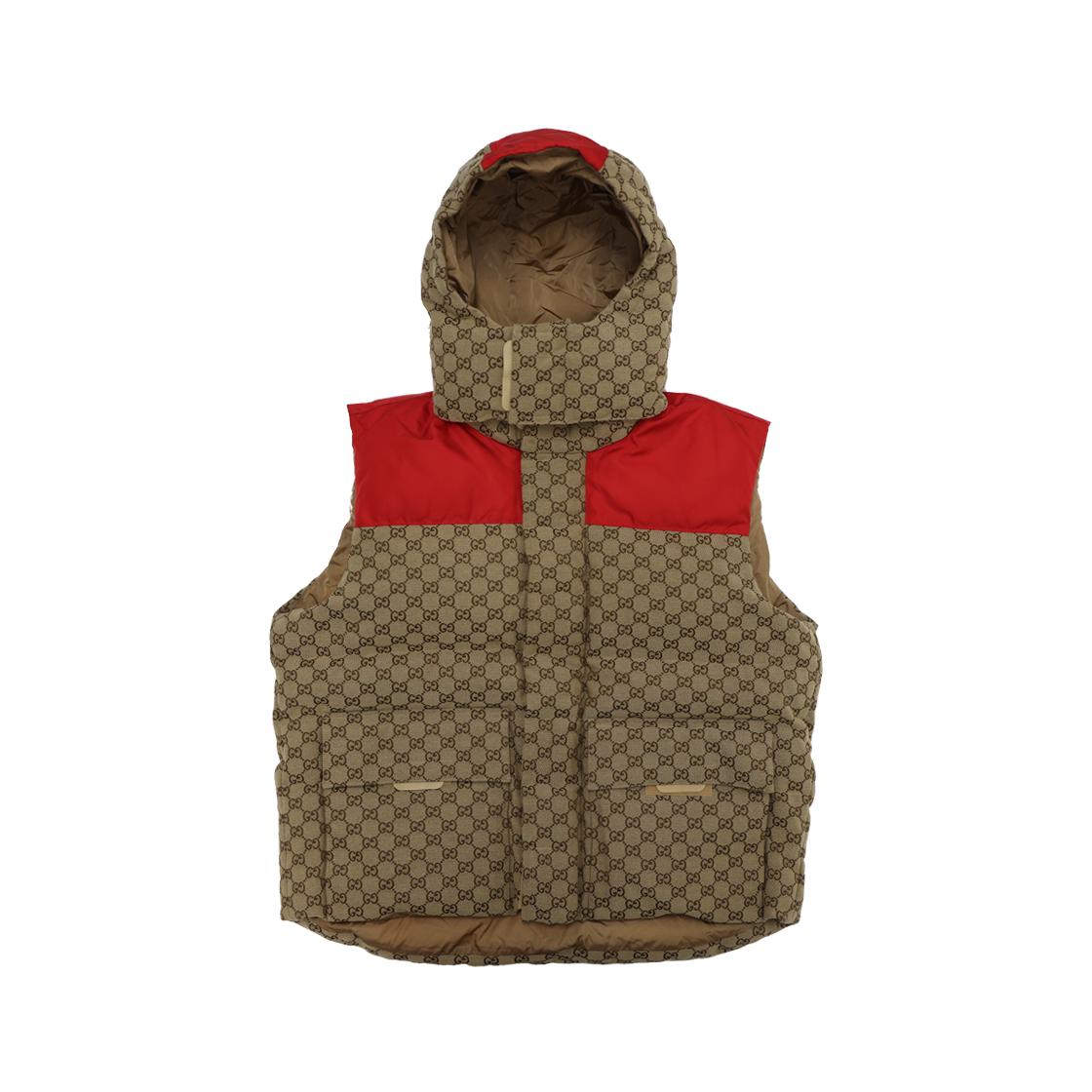 구찌 756931 자카드 후드 다운 베스트 카멜 에보니(Gucci 756931 Jacquard Hooded Down Vest - Camel Ebony) - 1